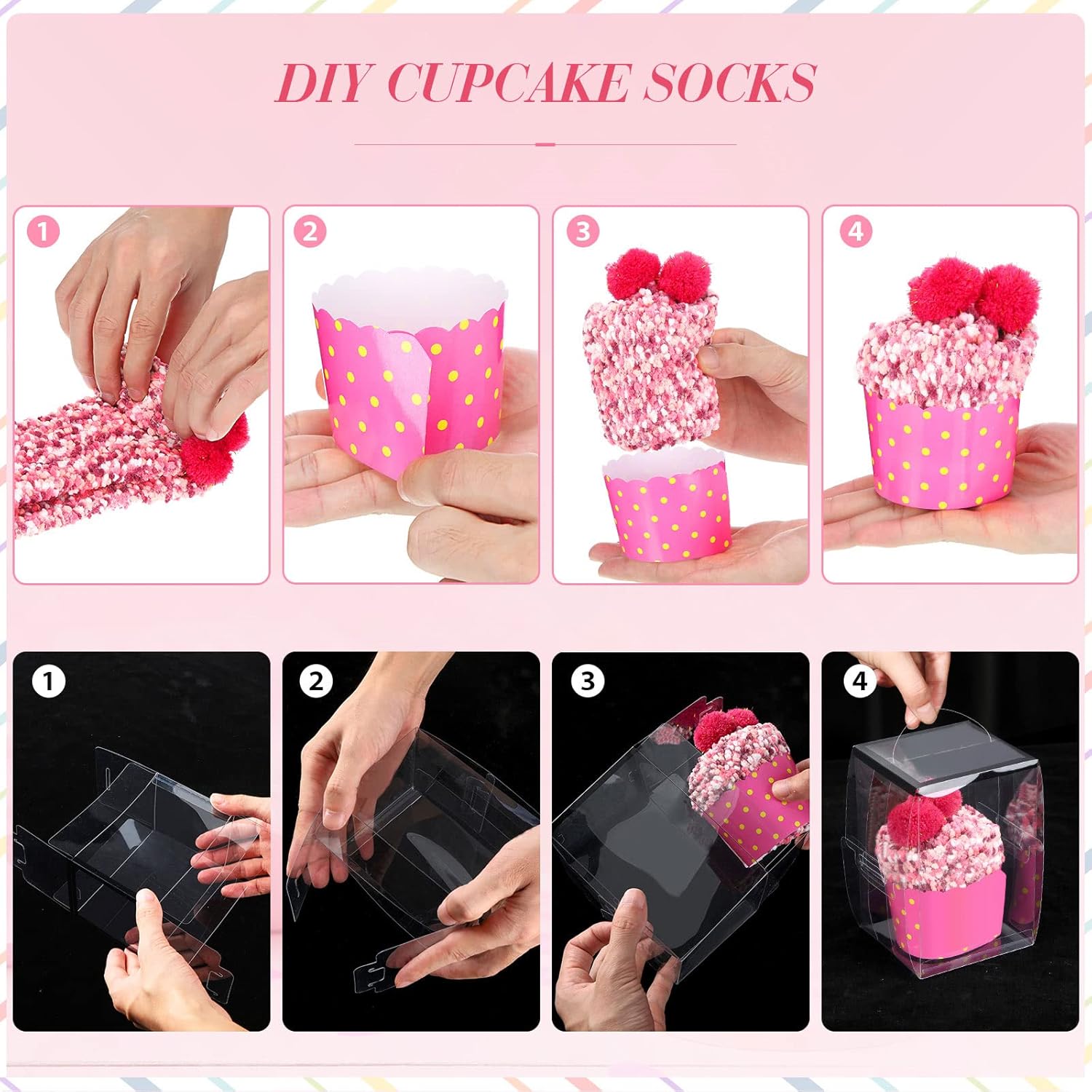 SATINIOR 4 Pairs Valentines Fuzzy Cupcake Socks for Women Girl Fluffy Slipper Socks DIY Gift Boxes for Winter Christmas - Image 8