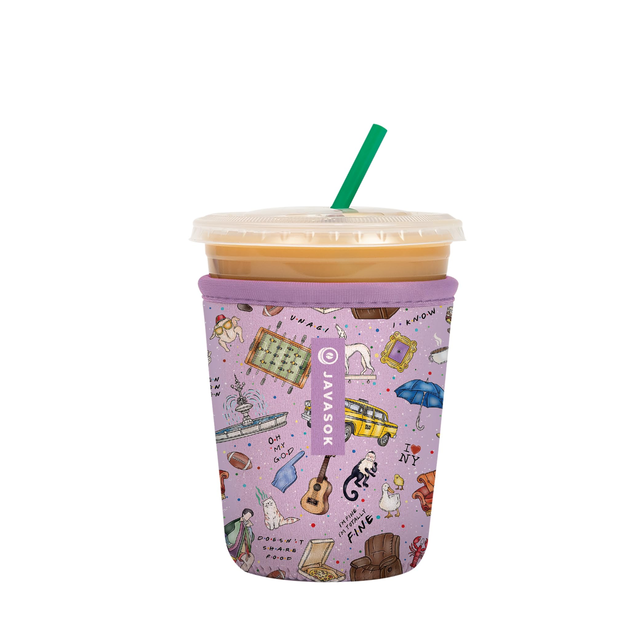Sok It JavaSok Iced Coffee &amp; Cold Soda Insulated Neoprene Cup Sleeve (The One Where, Small: 16-20oz)