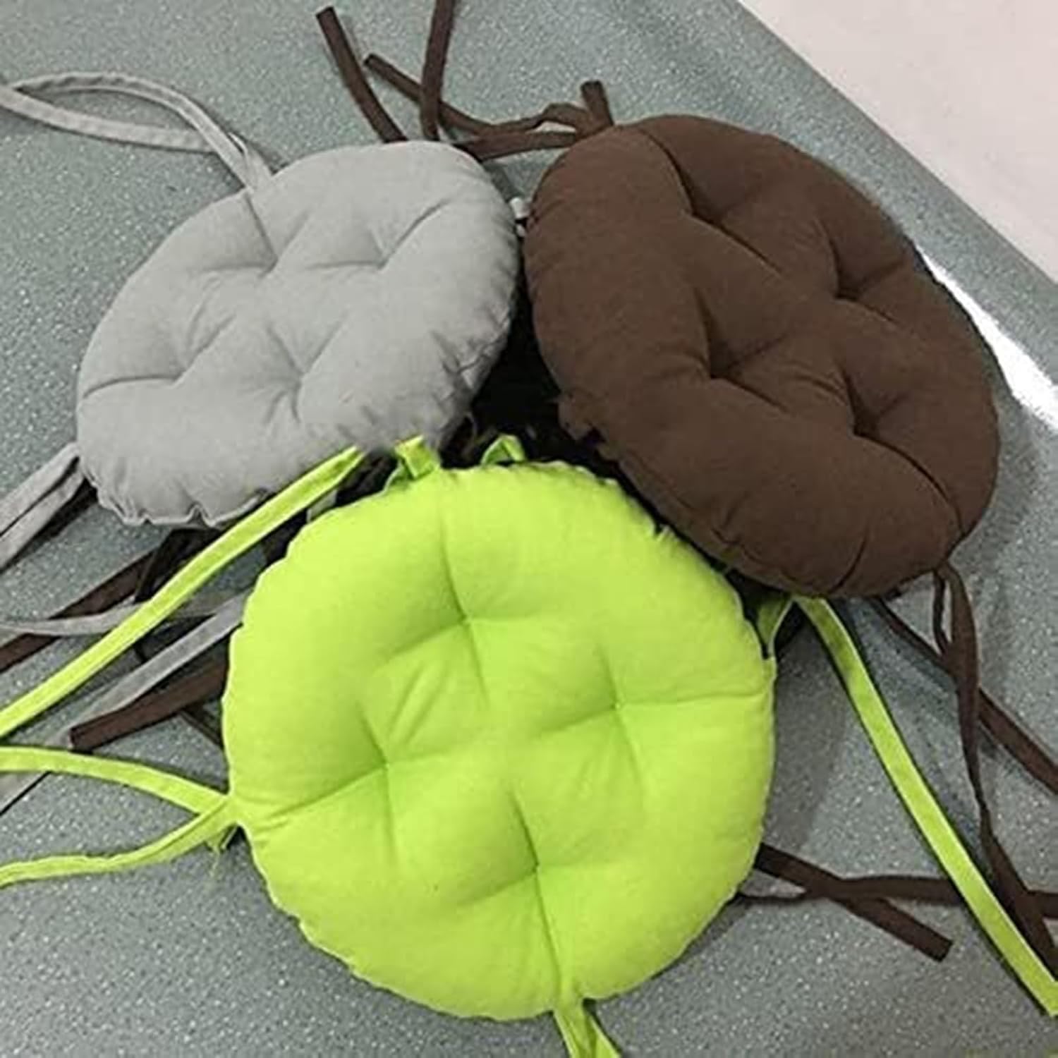 Thick Round Chair Seat Cushion with Ties - Non-Slip Round Bar Stool Cushions Thick & Comfy Seat Pad for Stools/Chairs/Kitchen/Dining(#4,45cm(18inch))