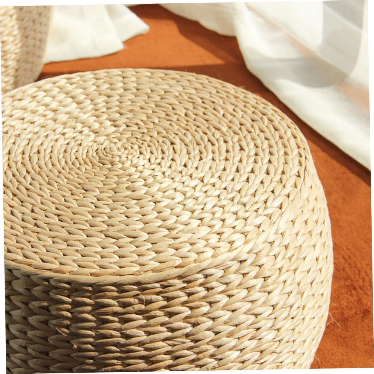Luxshiny Outdoor Rattan Jute Foot Stools Footstools for Patio Household Stool Mat Boys and Girls Skid