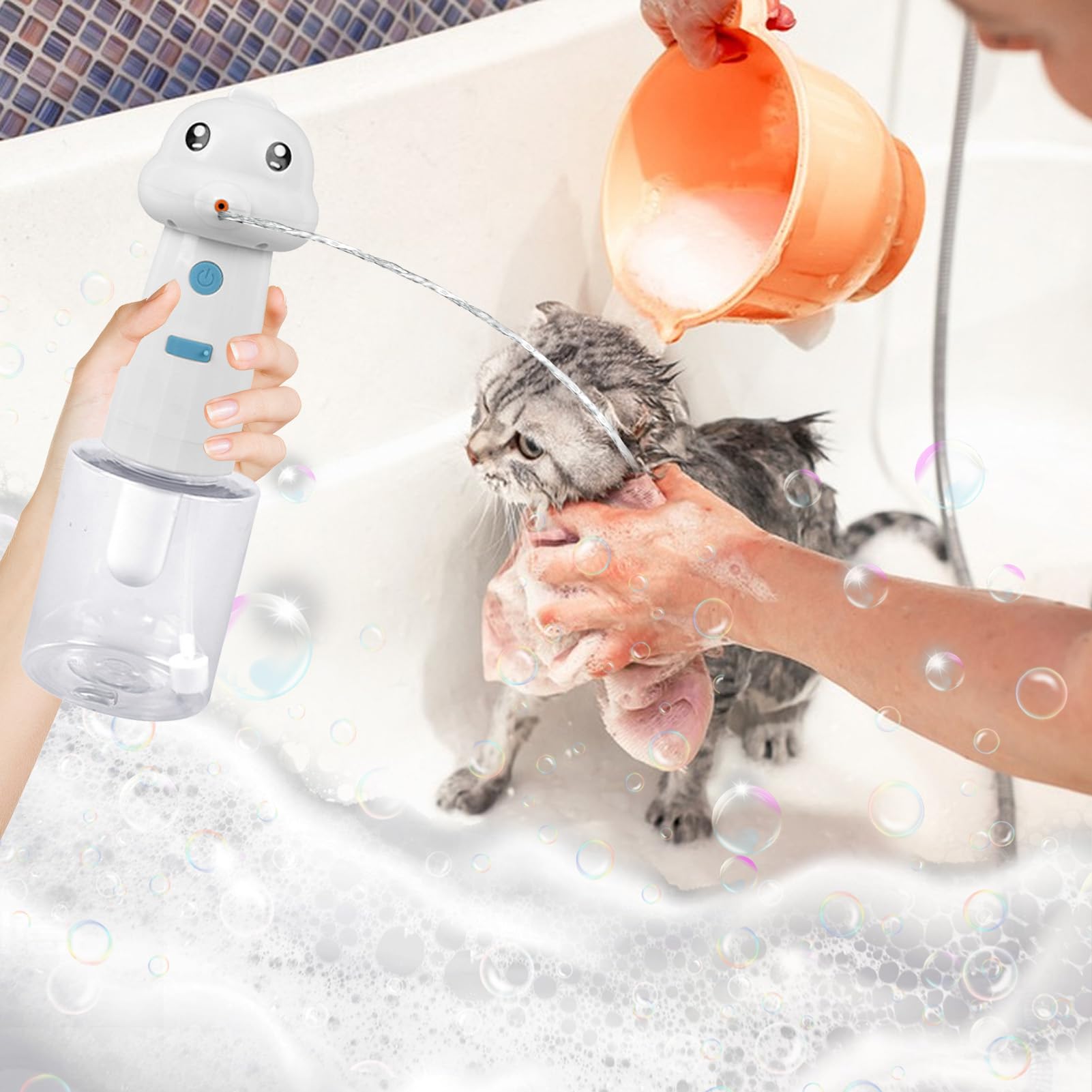 Espuma de champú para baño de perros, suministros de rociador recargable