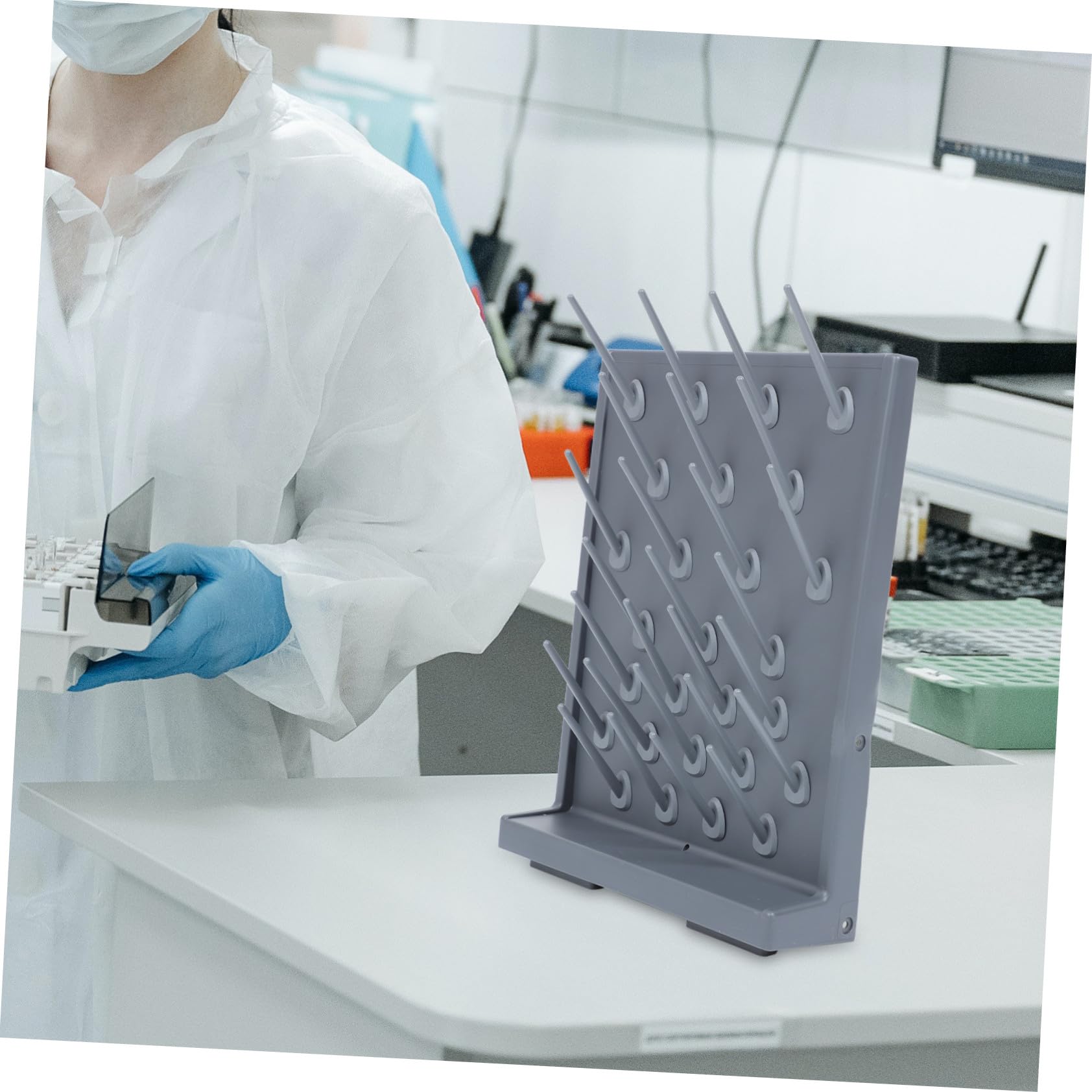 Cabilock Stendino da Laboratorio in Plastica PP 2 pezzi Portasciugatura per Provette con Supporti Rack Scolavetreria