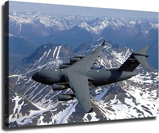 HD Printed Poster- C-17 G*lobemaster III Transport Aircraft Military U.S. Aircraft Large Aviation Aircraft Canvas Painting Wall Art decoration Aesthetic For Kitchen Living Dining Room office etc (16x24inch-Framed)