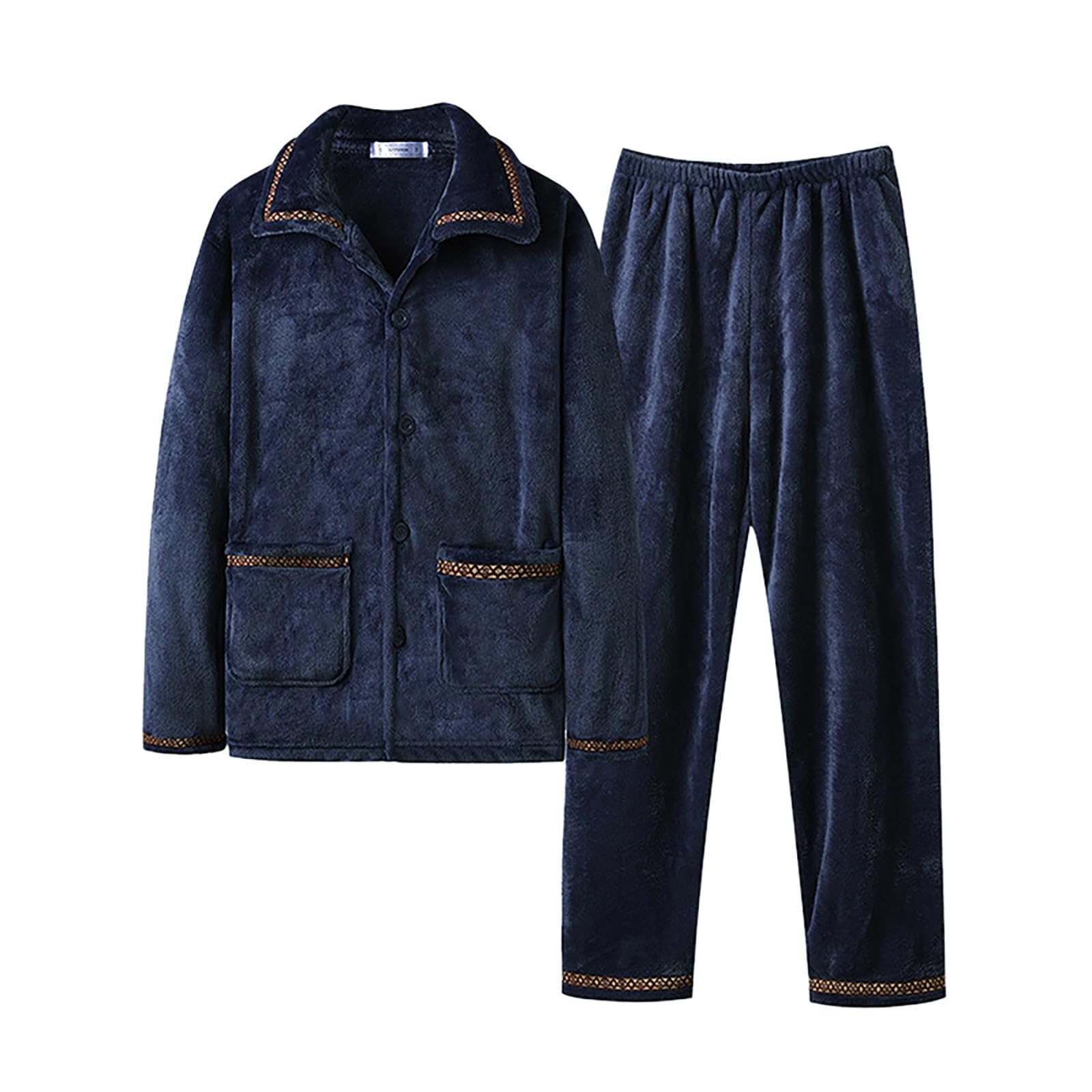 Pijama Hombre Suave y Cómodo para Hombre Moda Casual Color Sólido Camisa Pantalón,Conjunto de Pijama,Servicio Inicial,Conjunto de Dos Piezas Características: