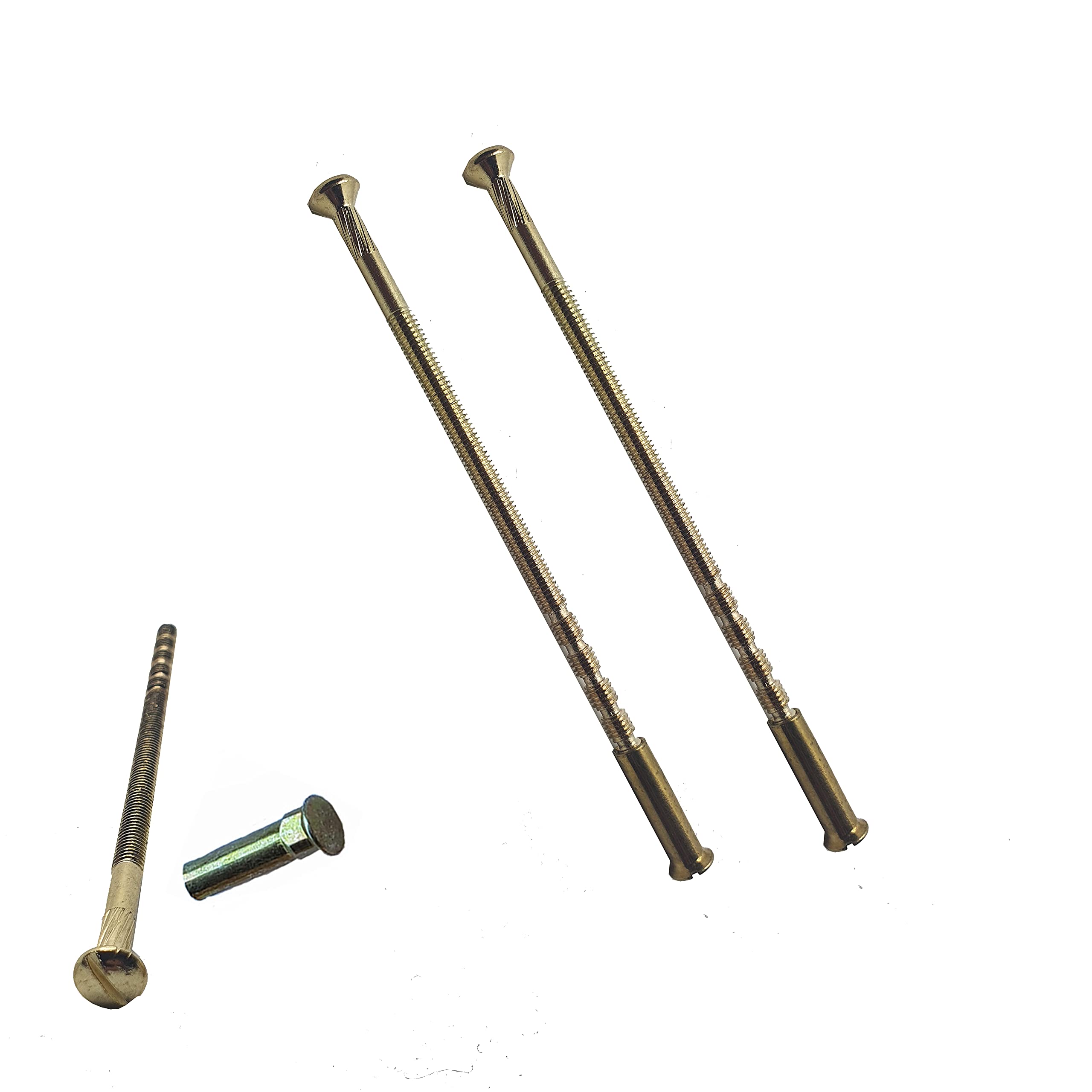 M4 x 90mm Brass Door Handle SLOTTED Screws with Brass Security Bolt Carriage Sleeve Male to Female Connecting Screws for Door Handle Knobs Escutcheons and Others (Pack of 2) - Image 3