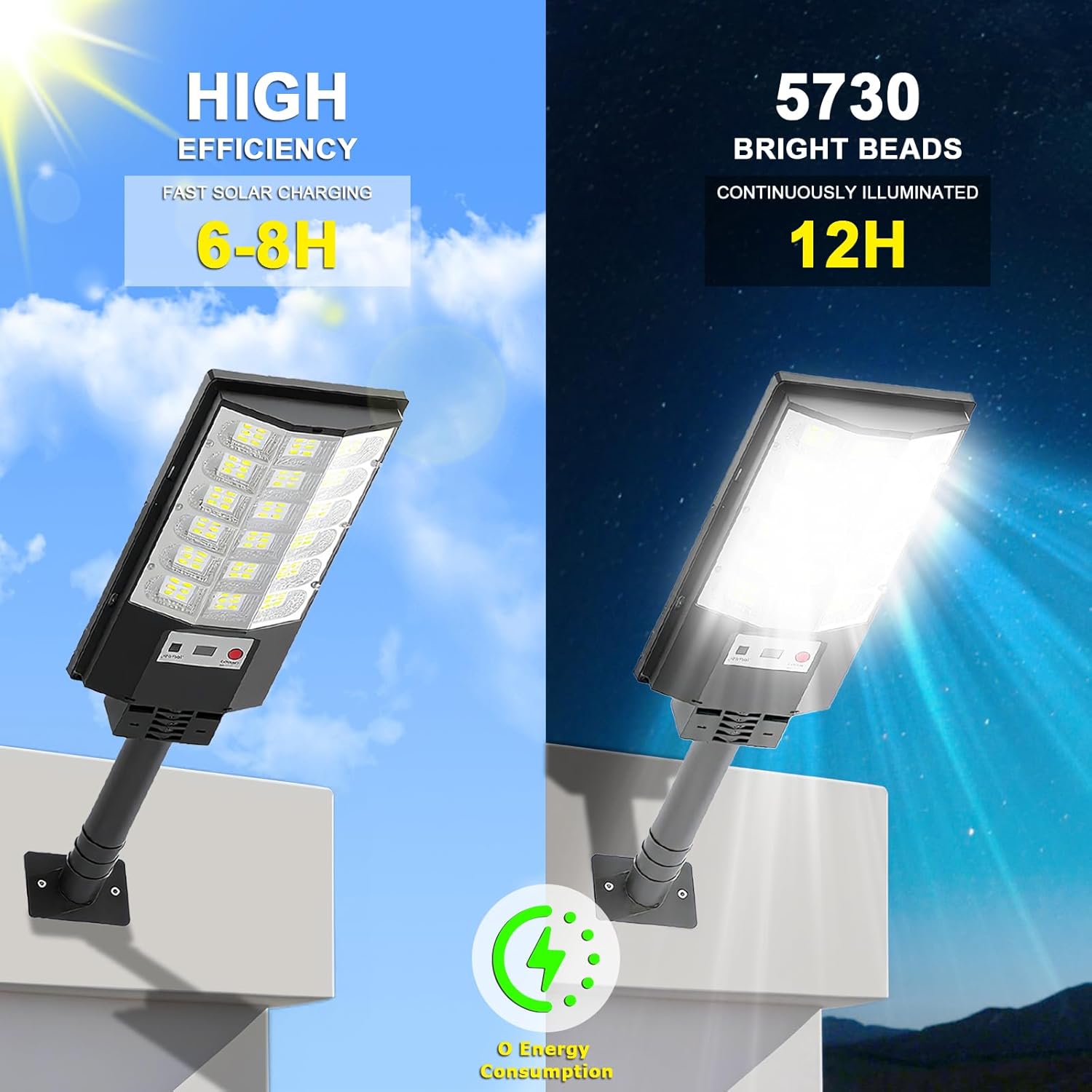 Solar Street Lights Outdoor, 6500K LED Wide Angle Solar Flood Security Lights Outdoor, Dusk Till Dawn, with Motion Sensor and Remote Control for Residential Commercial Yard(1 Pack)