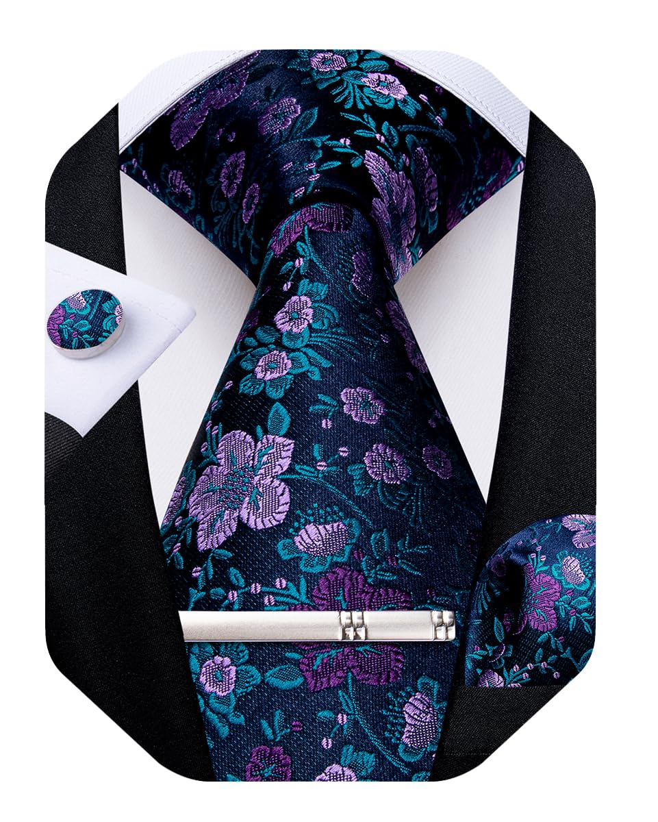 DiBanGu Silk Floral Ties for Men Woven Paisley Necktie