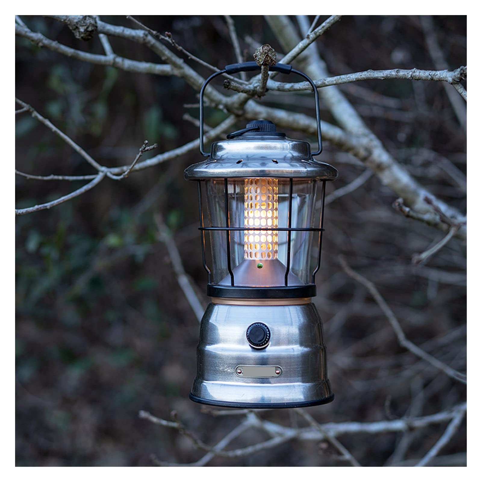 Luce all'aperto Retro Illuminazione da Campeggio Esterna Ricaricabile for accampamento Impermeabile Atmosfera Leggera (Color : Silver)