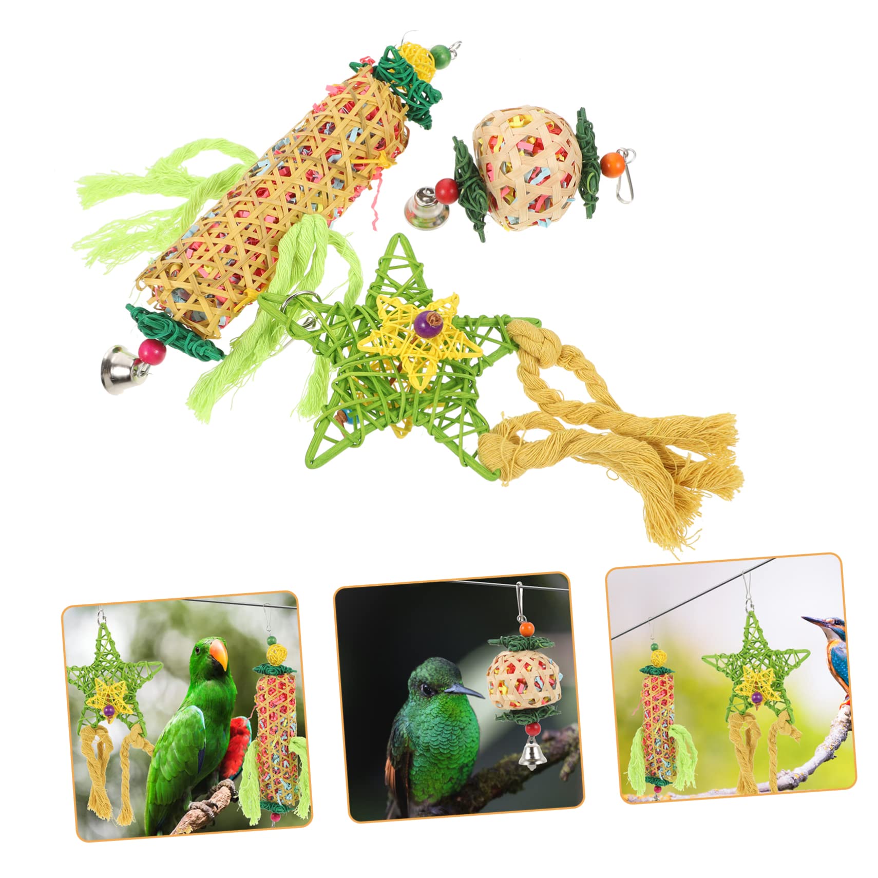 POPETPOP 9stücke Vogelspielzeug Für Sittiche Hängendes Kauspielzeug Buntem Und Naturfasern Spielzeug Für Papageien Und Nymphensittiche Für Vogelkäfige
