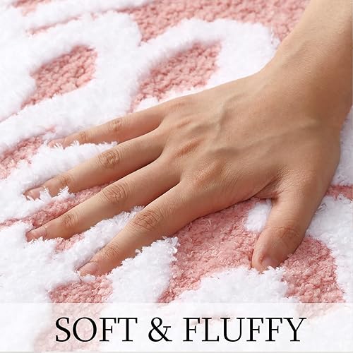 Miniatura 3 de FANC GUY Hello Lovely - Alfombra de baño suave y preparada, color rosa intenso, absorbente de agua, alfombra de ducha de microfibra, bonita y