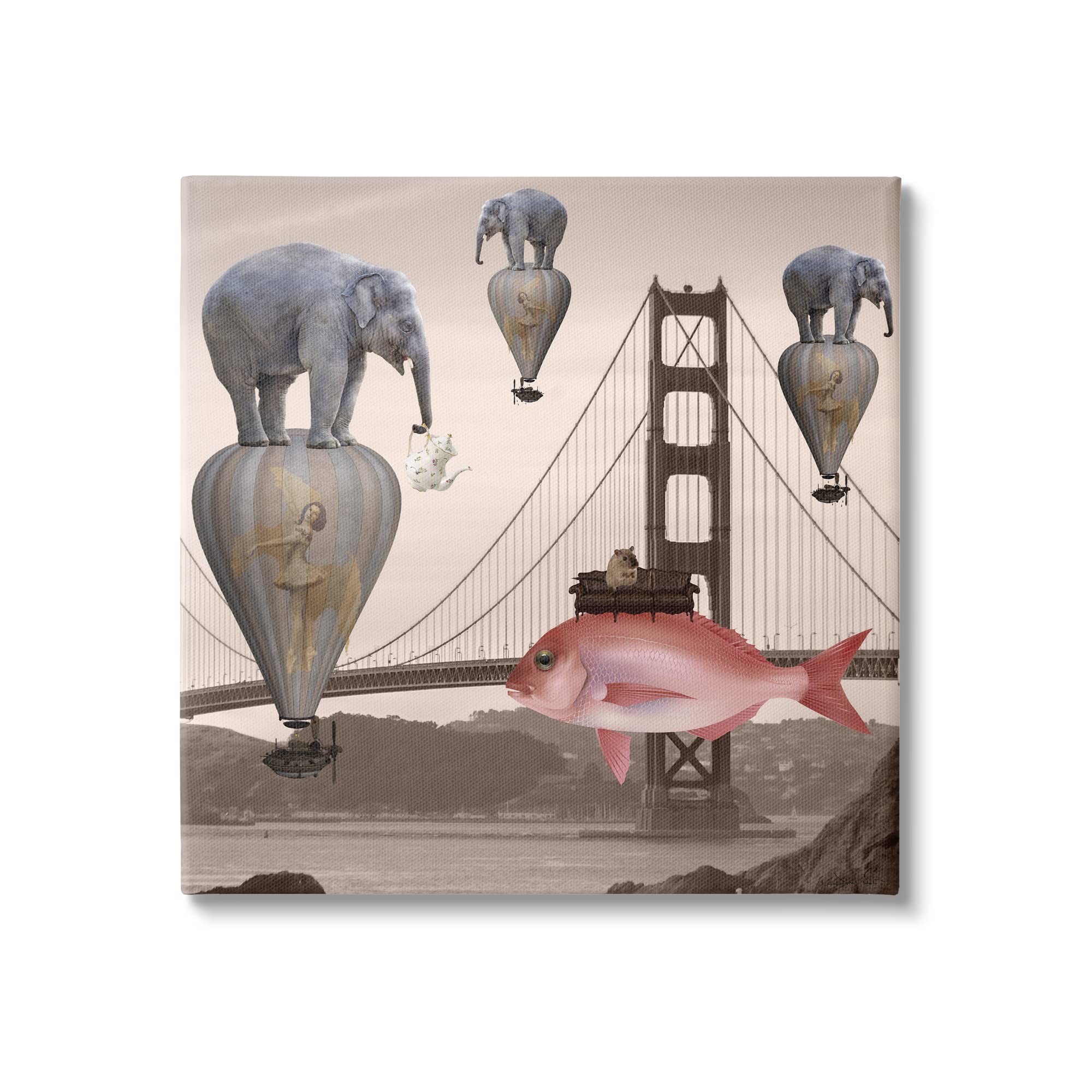 Stupell Industries 'Surreal Elephant Fish Balloons Golden Gate'| Canvas Art