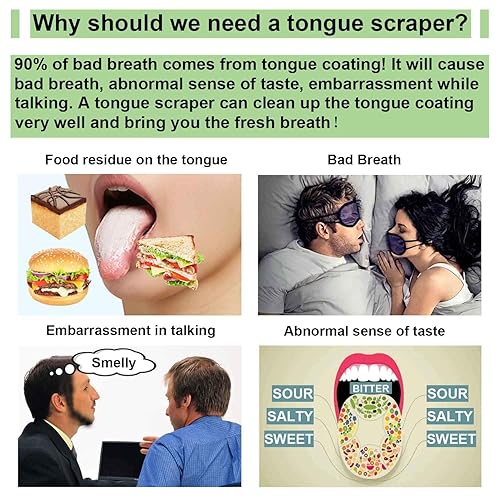 Miniatura 5 de Raspador de lengua para adultos y niños deshazte de la lengua blanca y el tratamiento del mal aliento limpiador profesional de lengua recomendación