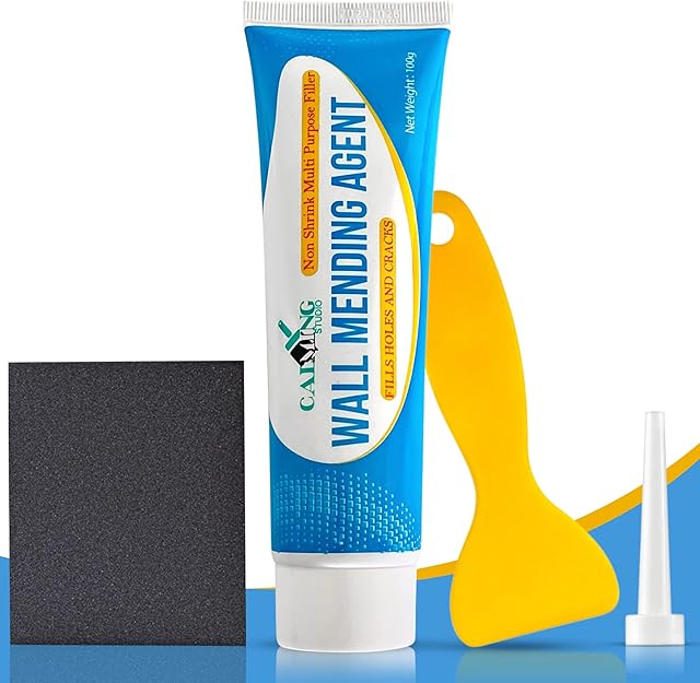 Wall Mending Agent with Wall Scraper & Nozzle Extender- Wall Patch Repair Kit -Non Toxic Wall Repair Agent -Self-Adhesive Drywall Patch- Fills Holes Cracks in Wall Surface-Water Proof (100g)