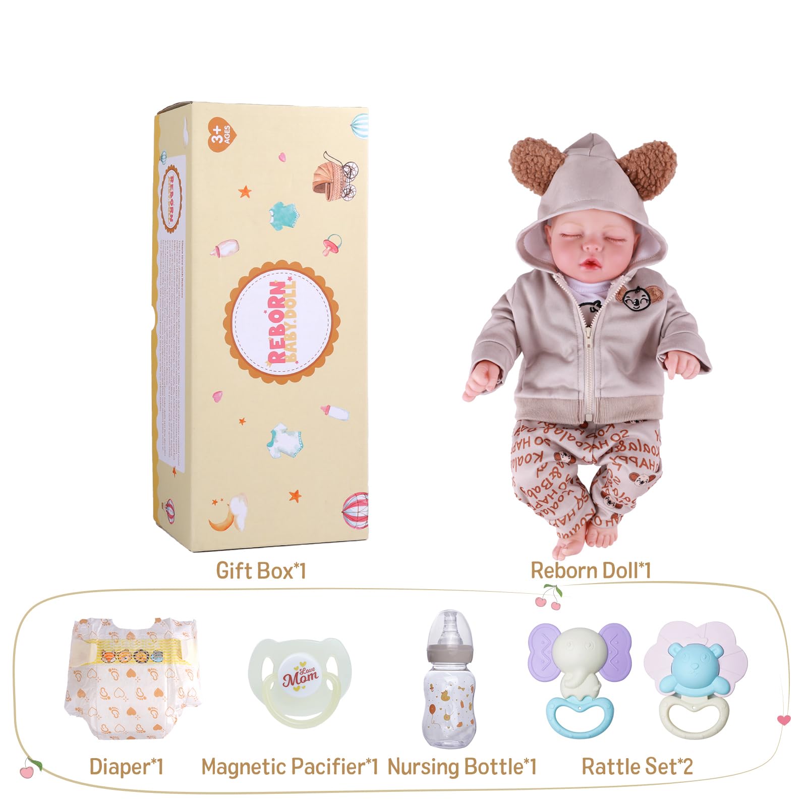 BABESIDE Reborn Puppe Junge – 17 Zoll Realistische Babypuppe mit Weichem Stoffkörper, Lebensechtes Neugeborenen-Baby, mit Kleidung & Zubehör, Kinder ab 3 Jahren