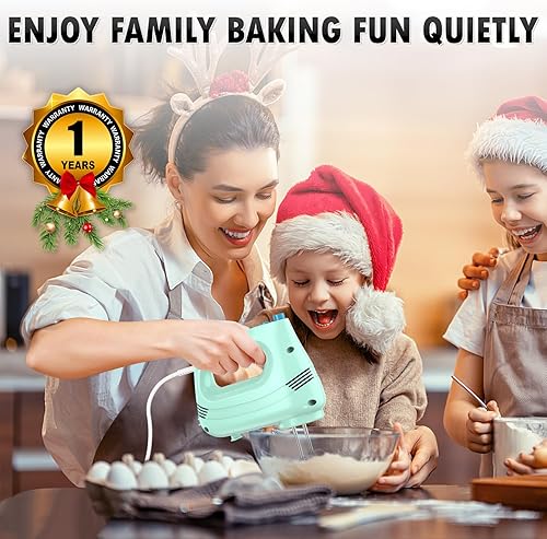 Miniatura 2 de GUALIU Batidora de mano eléctrica con batidor de acero inoxidable, accesorio de gancho para masa y bolsa de almacenamiento, batidora de mano para