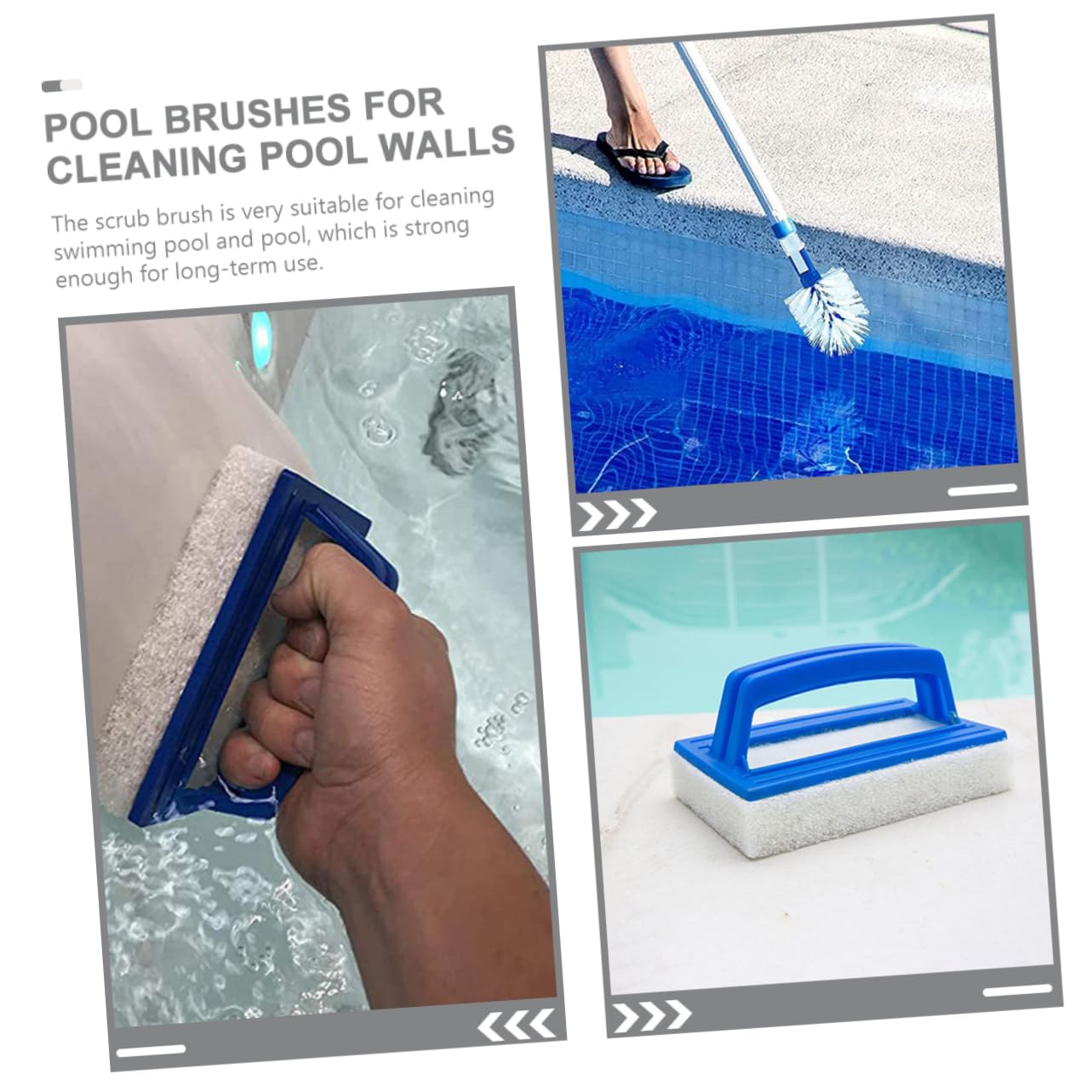 2 Piezas Cepillo para Piscina con Mango Limpieza de y Paredes y Práctico para Piscinas Enterradas y Desmontables Eliminación de y