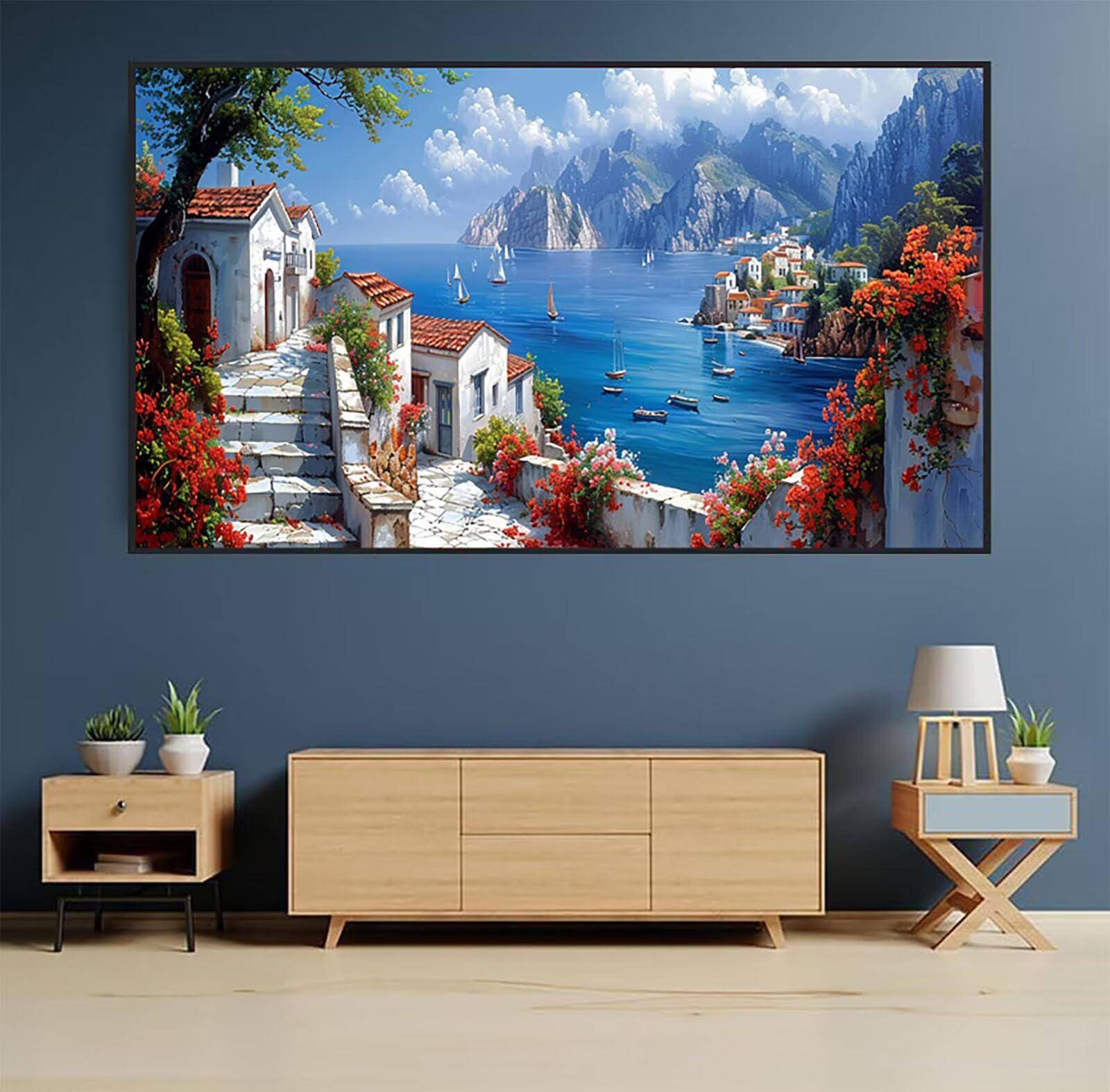 Diamond Painting Duża żaglówka, 5D Diamentowe malowanie dla dorosłych Krajobraz, DIY Haft krzyżykowy Zestaw do haftu krzyżykowego, Diamentowe malowanie DIY dla dorosłych, Dekoracja domu Prezent