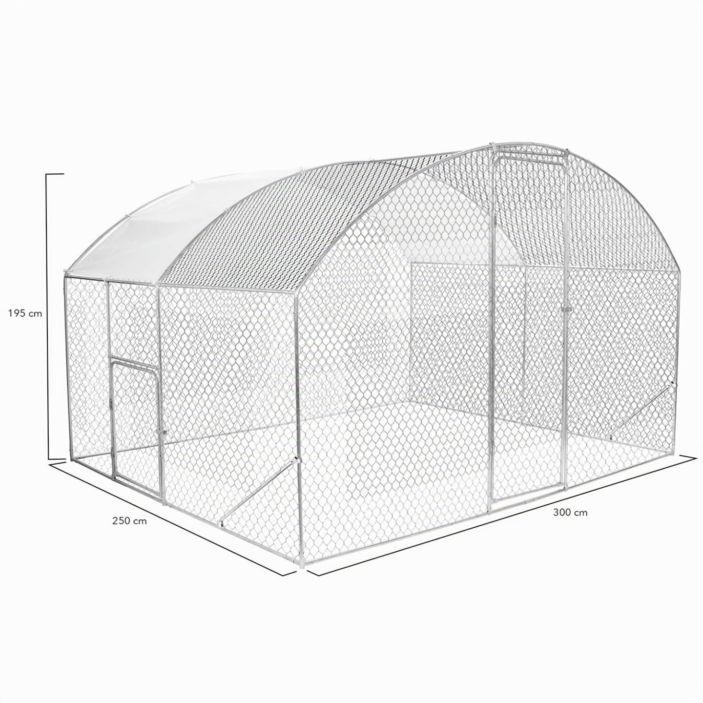 IDMarket - Recinto gallinero cúpula 7,5 m² Parque de malla 3x2,5 M con puerta lateral