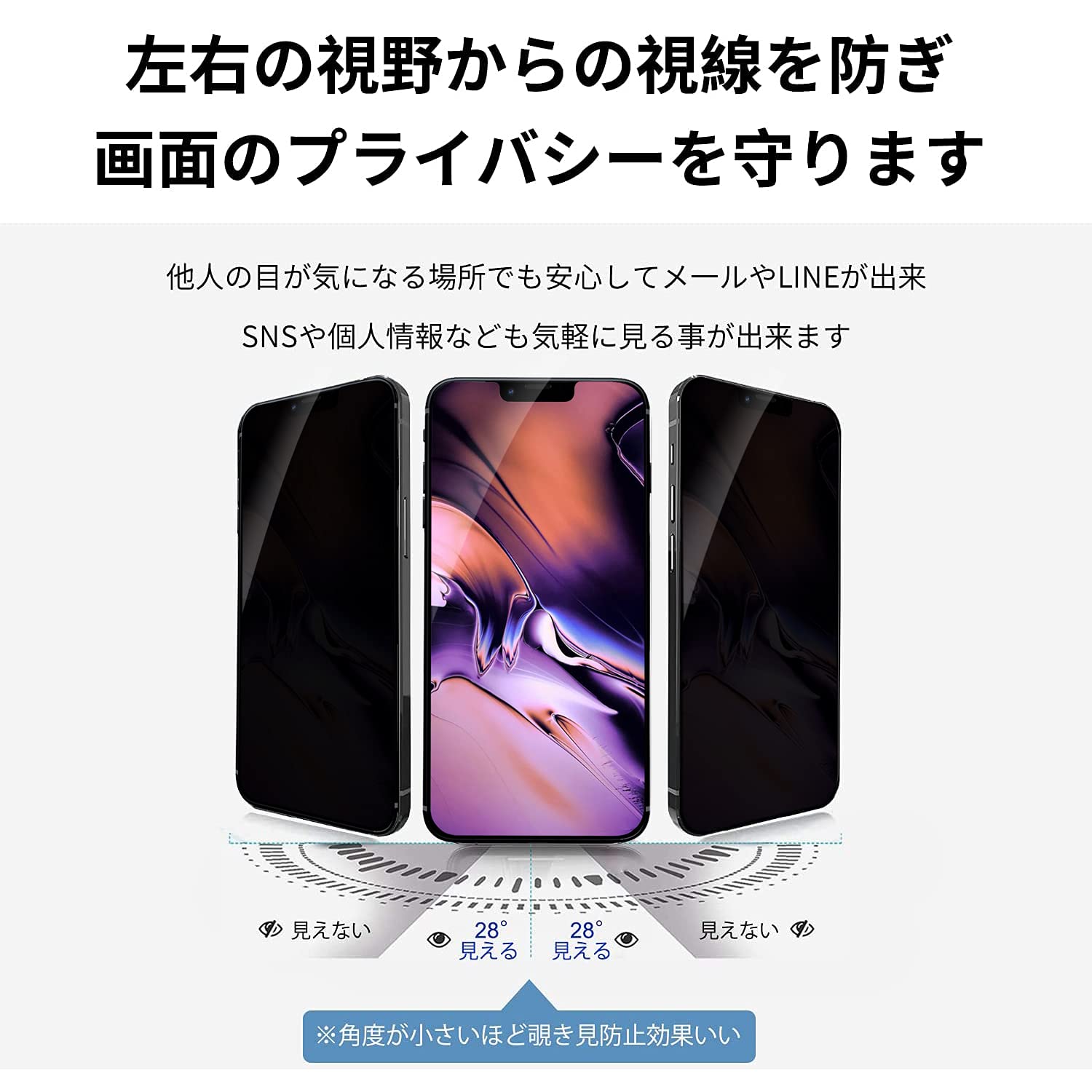 iPhone14 256GB ミッドナイト 画面キズなし【ガラスフィルムおまけ】 ガラスザムライ iPhone 14 ガラスフィルム 保護フィルム 覗見防止