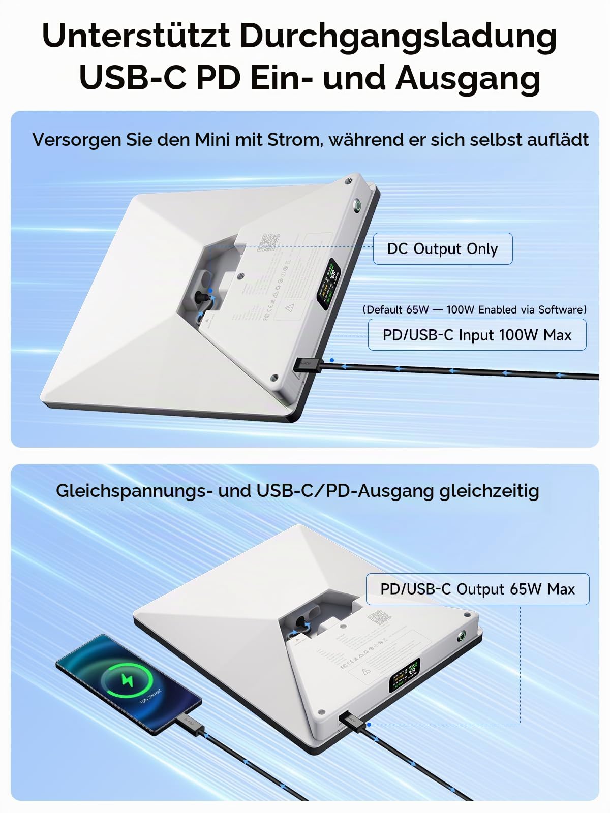 Starlink Mini-Powerbank, 99 Wh, TSA-zugelassener Akku, 4+H Laufzeit | USB-C Bidirektionales Laden, Pass-Through, manuell und Fernbedienung, Smart-Display, IP65 für Outdoor, Reisen, Notfall-Backup