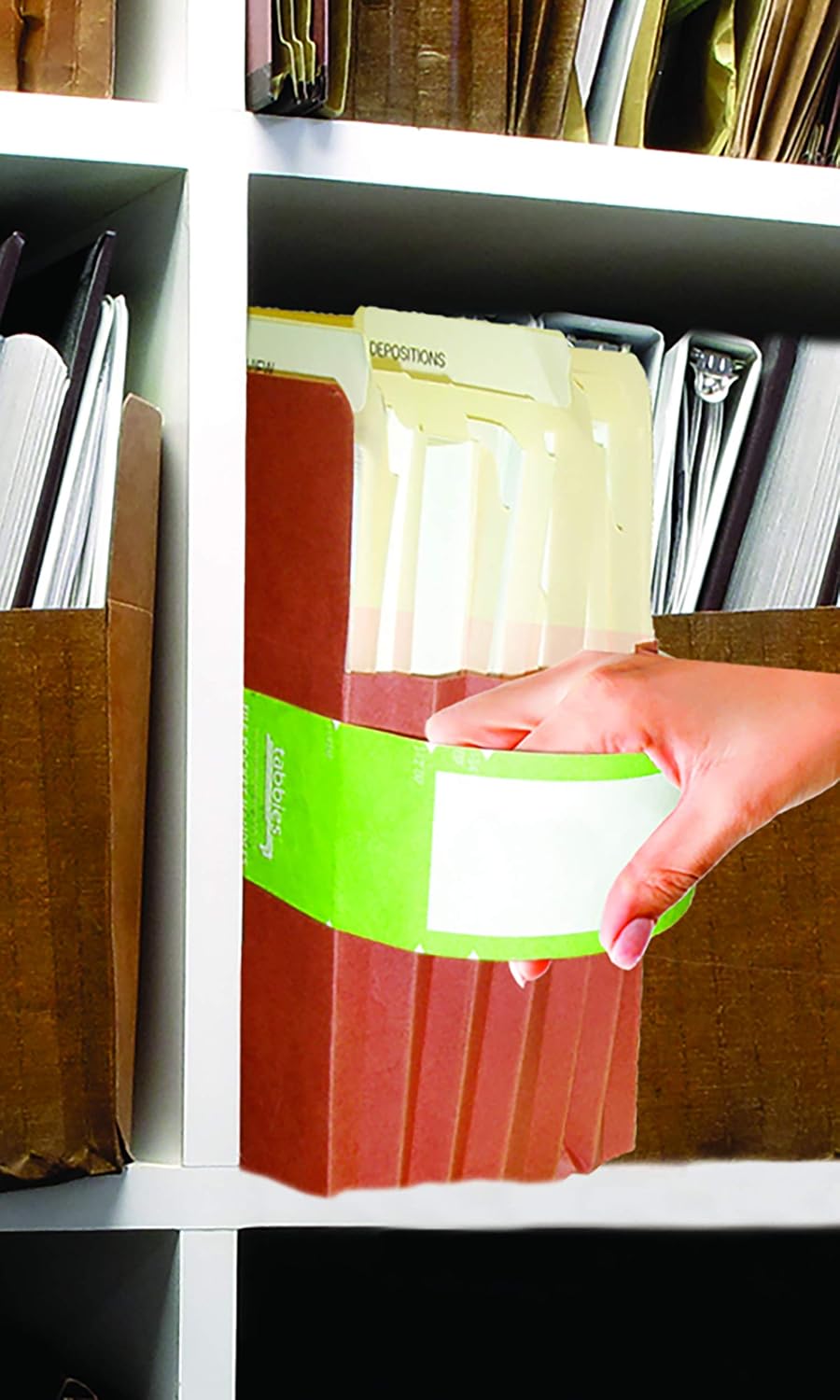 Tabbies File Pocket Handles, 9.63 x 2, Green/White, 4/Sheet, 12 Sheets/Pack