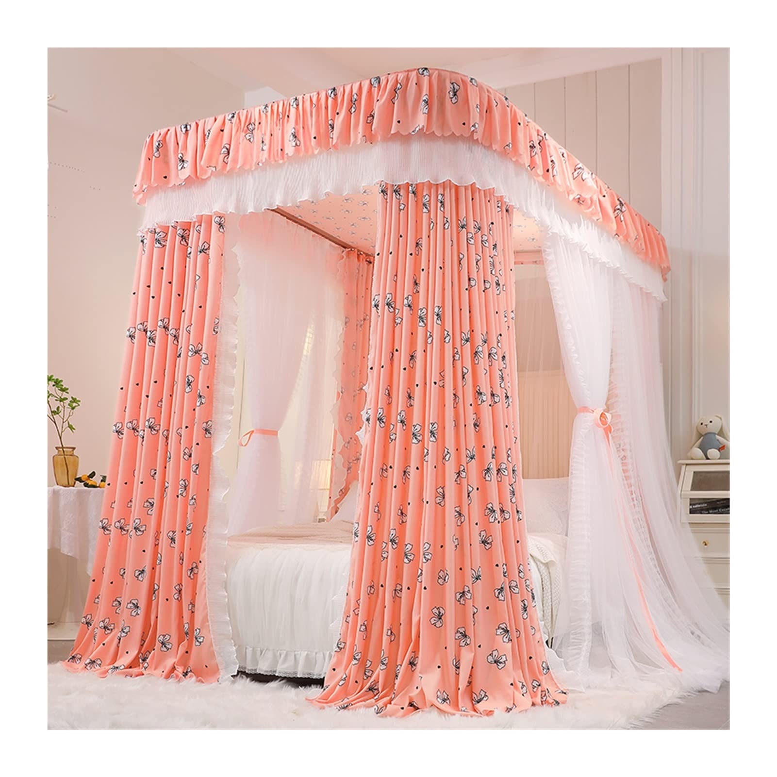Mosquitera para cama de 1,5 m con riel metálico en U que evita insectos con estilo