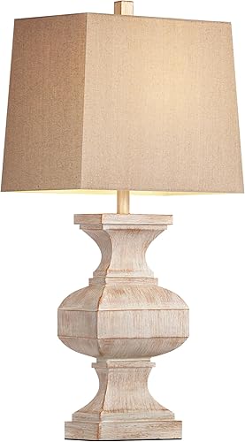 Miniatura 9 de QiMH Lámpara de mesa de resina rústica para sala de estar, lámpara vintage de granja para dormitorio, lámpara tradicional de mesita de noche para