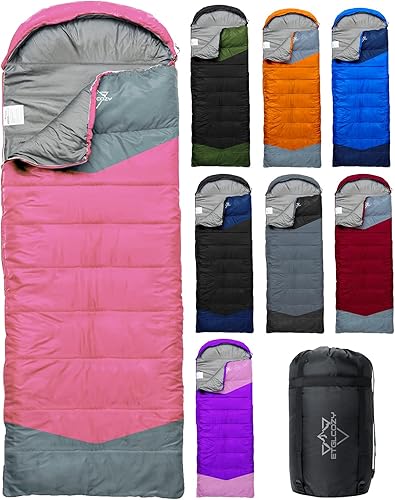 Miniatura 17 de Lightweight 3-Season Sleeping Bag for Adults/Kids Camping, Compact w/Compression Sack, Waterproof Ripstop, Portable for Backpacking Hiking Travel
