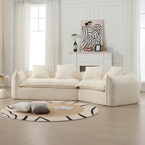 Miniatura 7 de Sofá modular modular de 129.9 pulgadas, moderno sofá curvo con 4 almohadas, sofá modular en forma de nube para sala de estar, habitación de