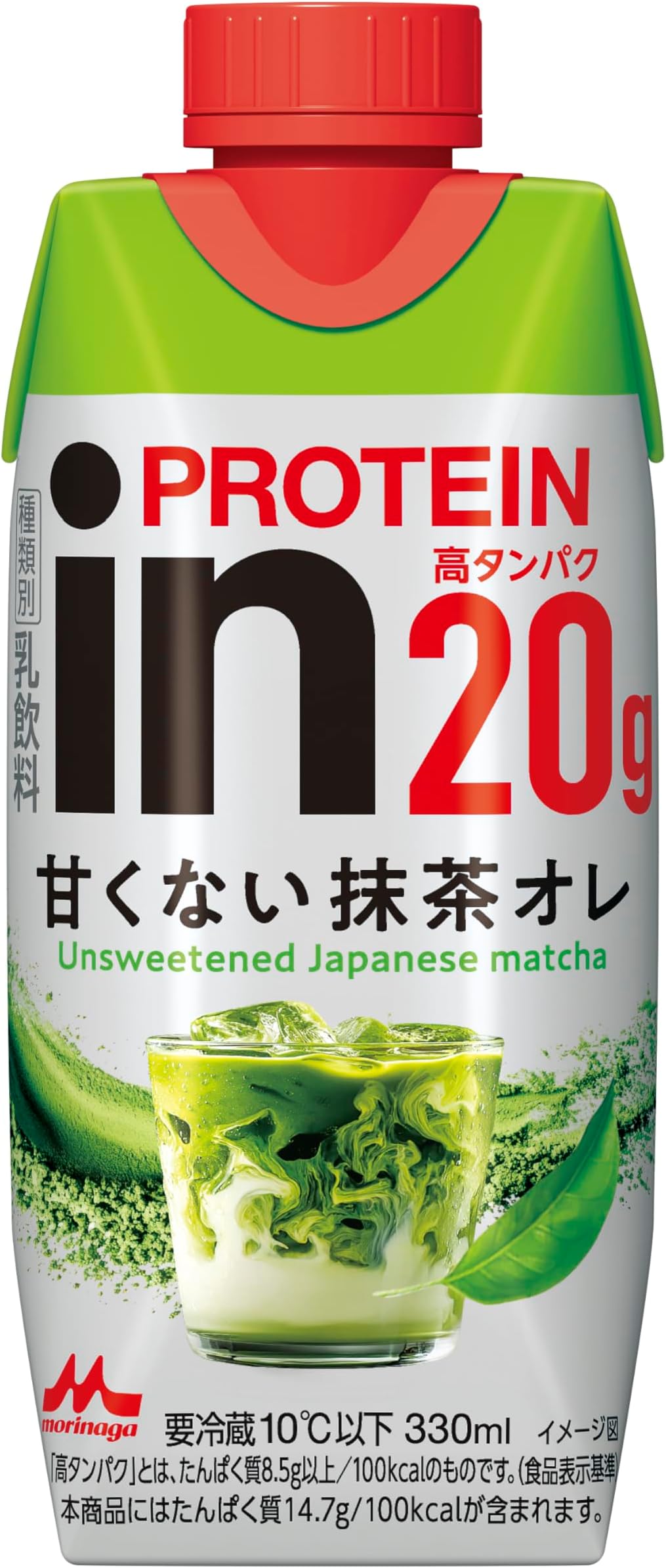 [冷蔵] 森永乳業 inPROTEIN(インプロテイン) 甘くない抹茶オレ 1ケース （12本) | ドリンク プロテインドリンク 飲み物 タンパク質 【クール便】