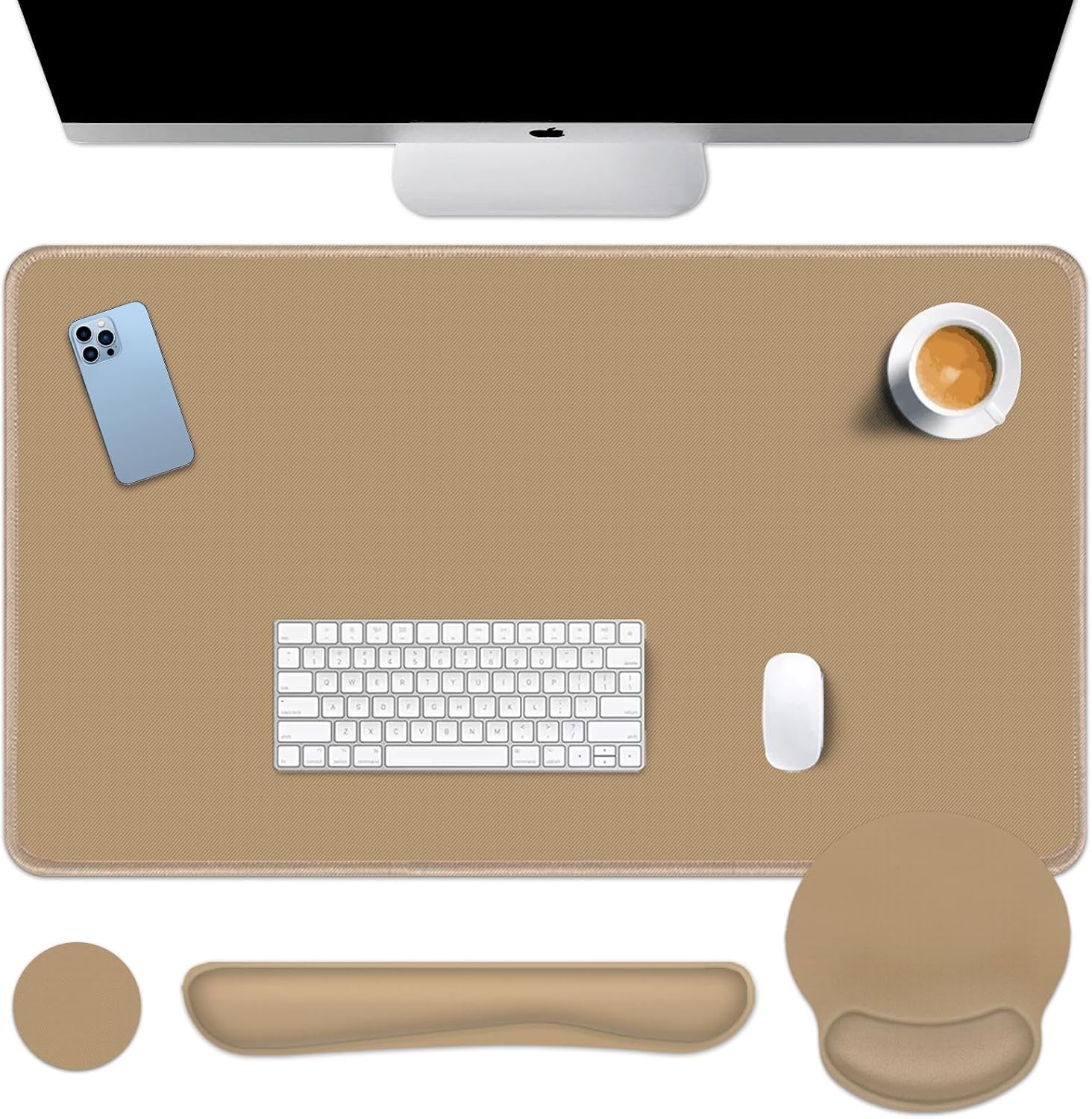 Britimes Purple Keyboard Mouse Pad Set 4 in1 Large Mousepad+Keyboard Wrist Rest+Mouse Wrist Rest+Coaster Ergonomic Design for Home Office Computer 35.4x15.7Inches