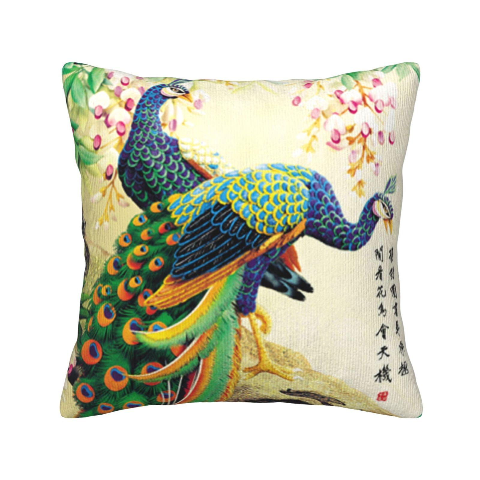 Housses de coussin paon TOMPPY 40x40 cm pour décoration de canapé