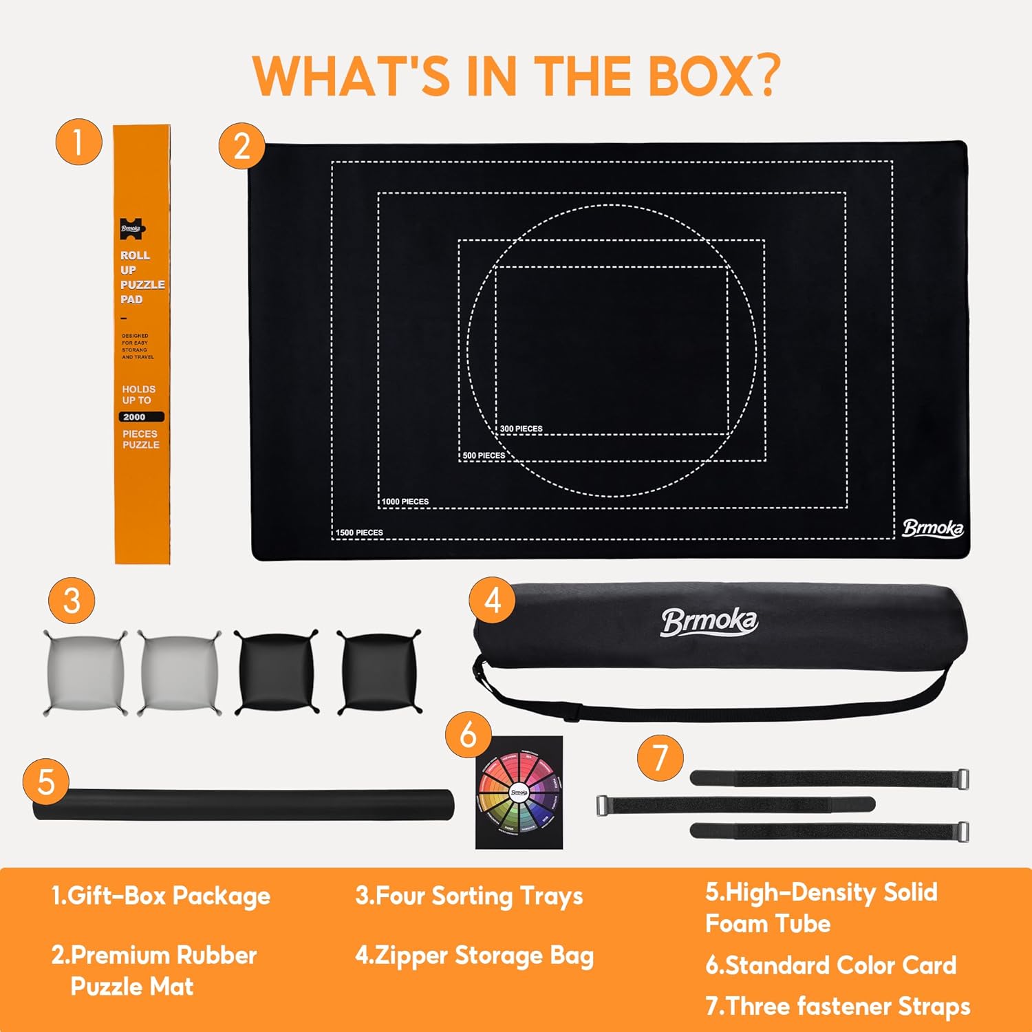 Jigsaw Puzzle Mat Roll Up, Puzzles Saver Pad 55" x 36" Portable Puzzle Board Keeper Up to 3000 Pieces, Non-Slip Rubber Bottom and Smooth Top with 4 Puzzle Sorting Trays, Travel Storage Bag & Gift Box