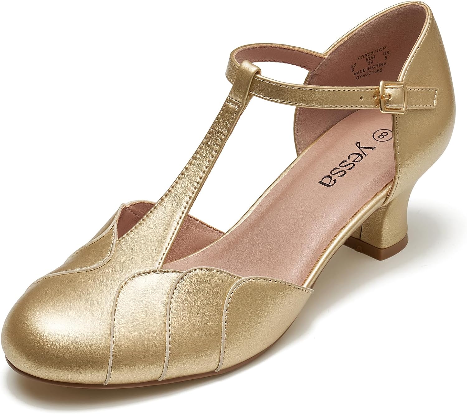 YESSA Character Shoes 2" Dance Shoes for Women T-Strap 1920s Flapper Shoes for Ballroom Latin Salsa Folklorico Flamenco Tango Swing Wedding