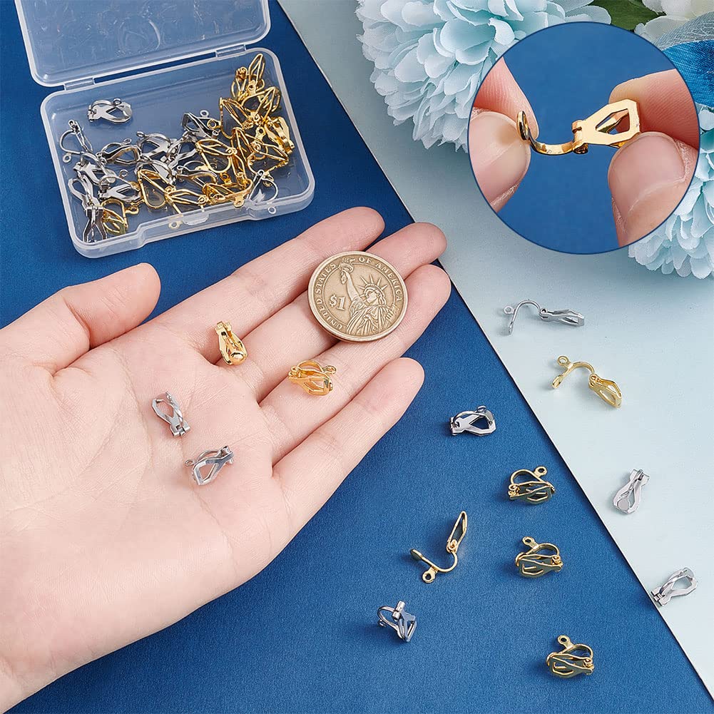 50 Convertitori Per Orecchini A Clip - Acciaio Inox Dorato | Per Orecchie Non Forate | Fai Da Te Gioielli - Foto 12