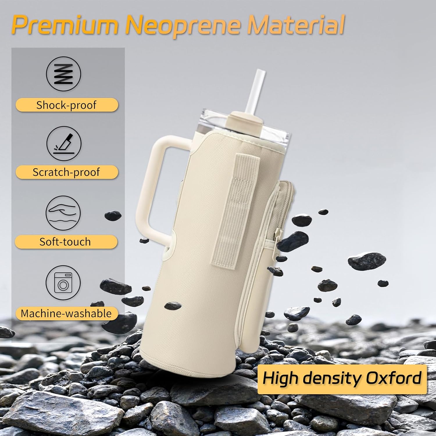 Water Bottle Holder with Strap, Insulated Crossbody Sling Bag, Carrier with Phone Pocket for Walking Hiking Camping Fishing