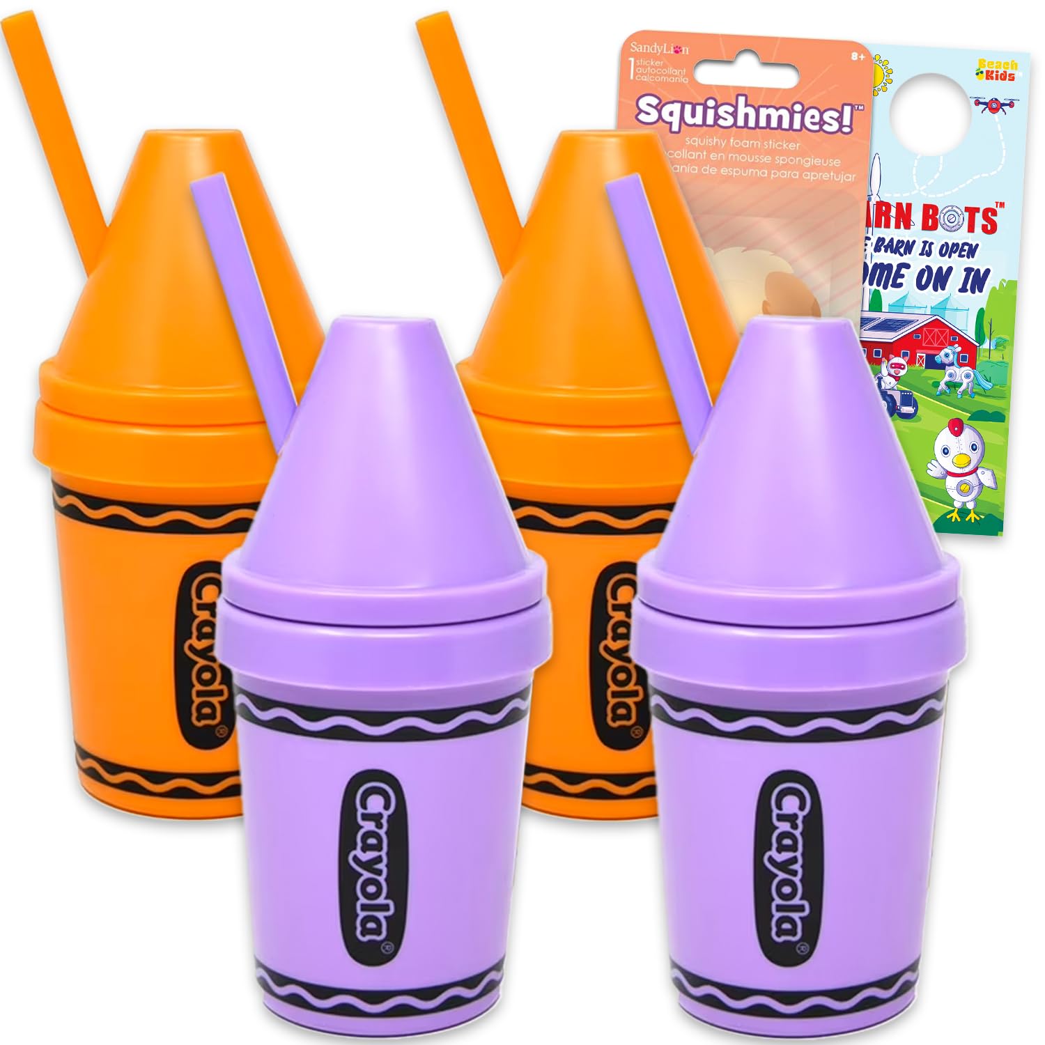 Crayola 13 Oz Water Bottle Set - Bundle with 4 Refillable Cups with Straws for School Supplies, Sports, Party Supplies, More | Crayola Tumbler Cups