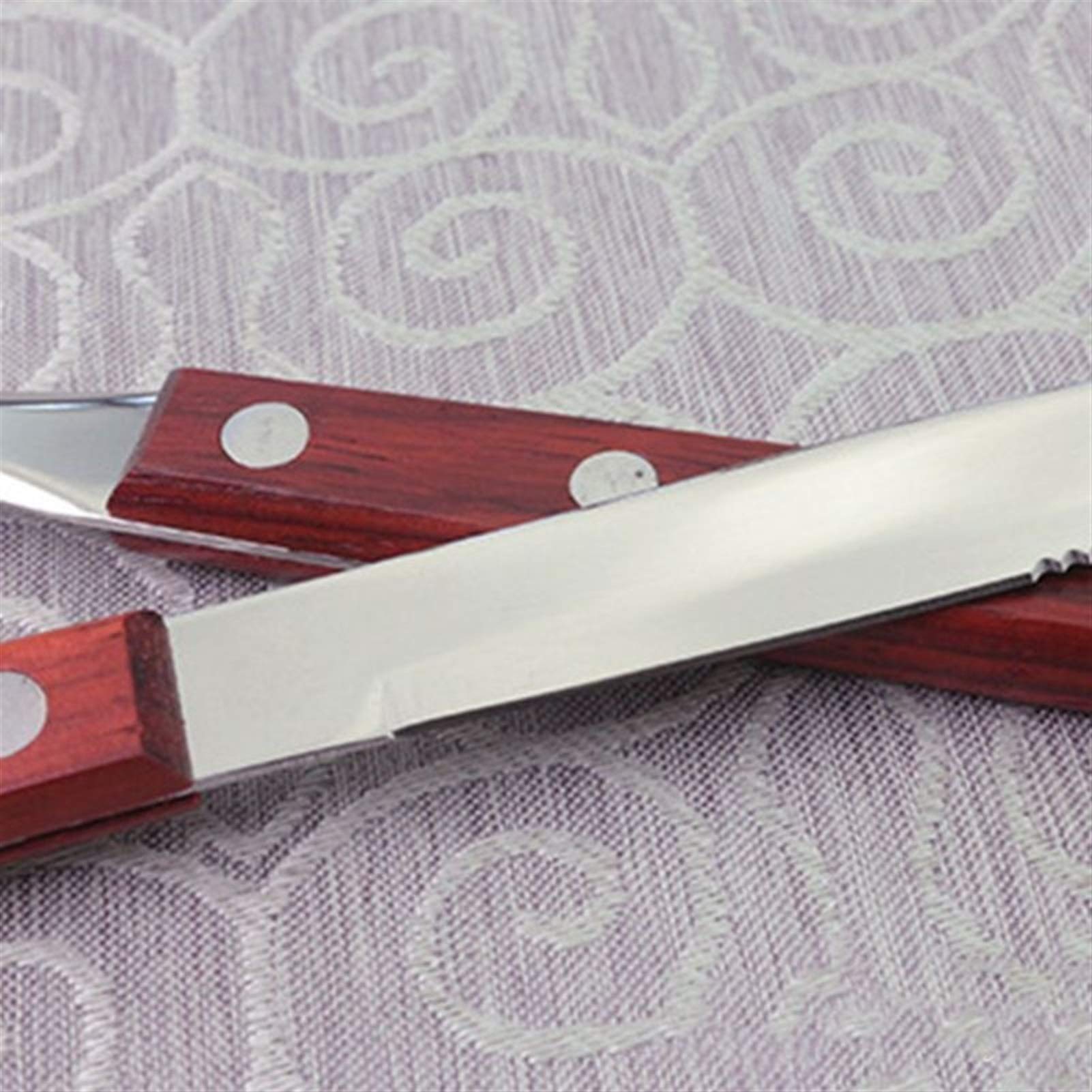 12pcs Manera de madera Cubiertos de acero inoxidable Forks Forks Spoons Knives Plandeware Set