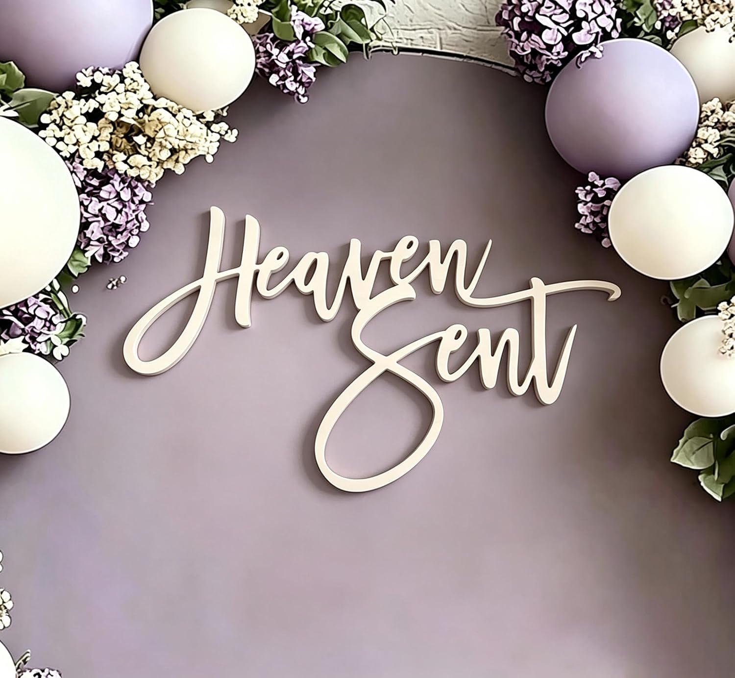 Heaven Sent Sign for Backdrop,Wooden Heaven Sent Baby Shower Party Decorations for Heaven Theme Birthday Party Supplies,Gender Reveal Party Balloon Arch Sign