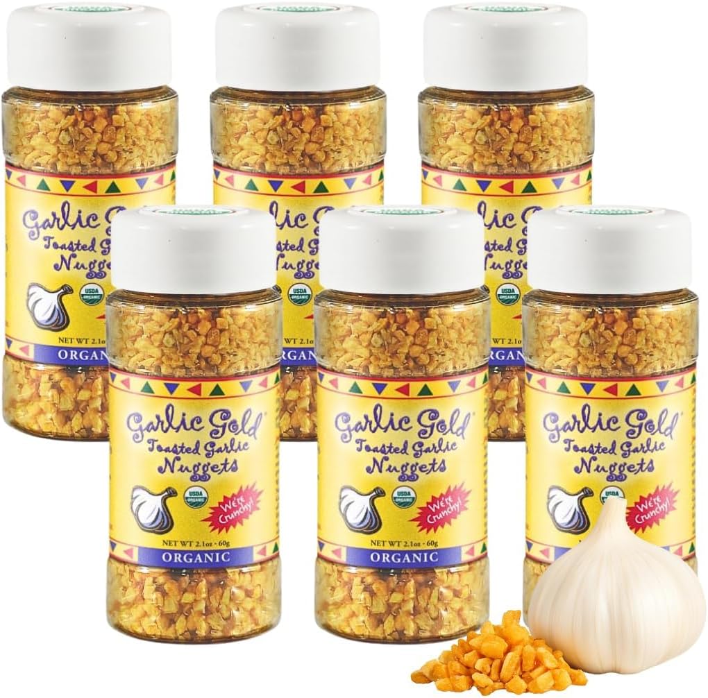 Garlic Gold Toasted Nuggets, Crunchy Roasted Organic Garlic Seasoning