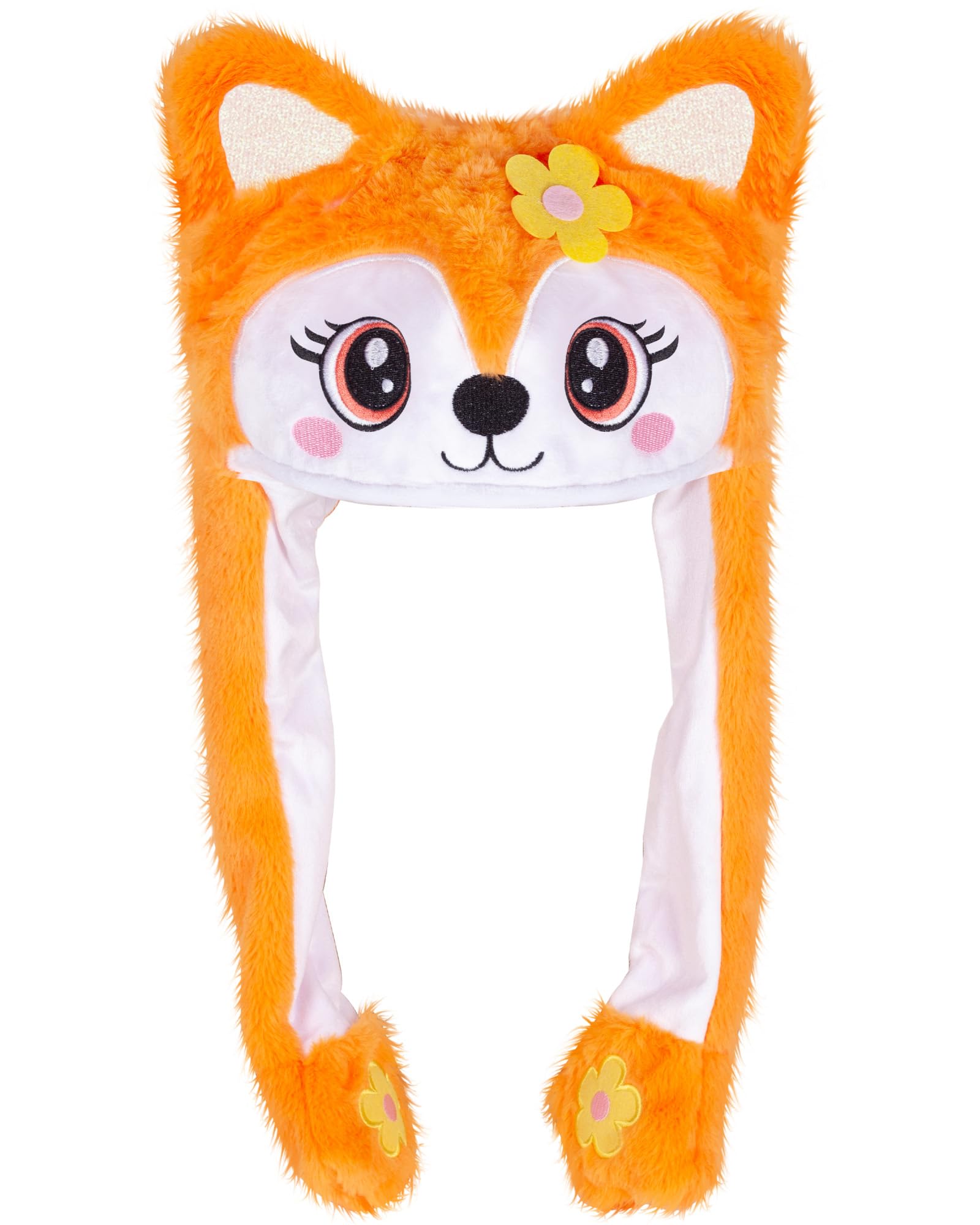 Cute Plush Novelty Animal Hat with Ears Flaps, Soft Plush Hat for Holiday Cosplay Party Dress Up Funny Gift for Kids