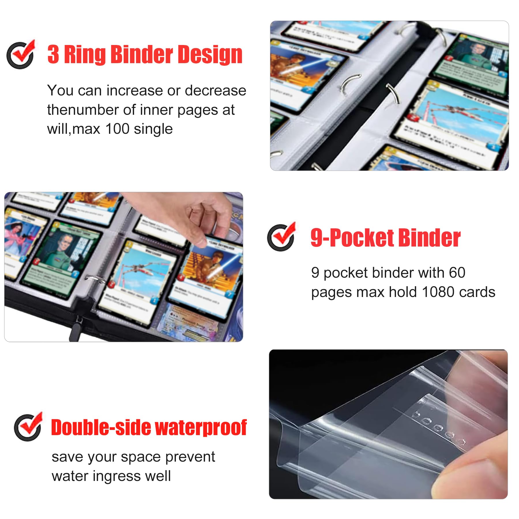 star wars trading card binder Amazon.com: Card Binder for Star Wars Trading Cards,9 Pocket with 60  Sleeves up to 1080 Cards,Waterproof Card Storage Book,Star Wars Cards  Display Case : Electronics