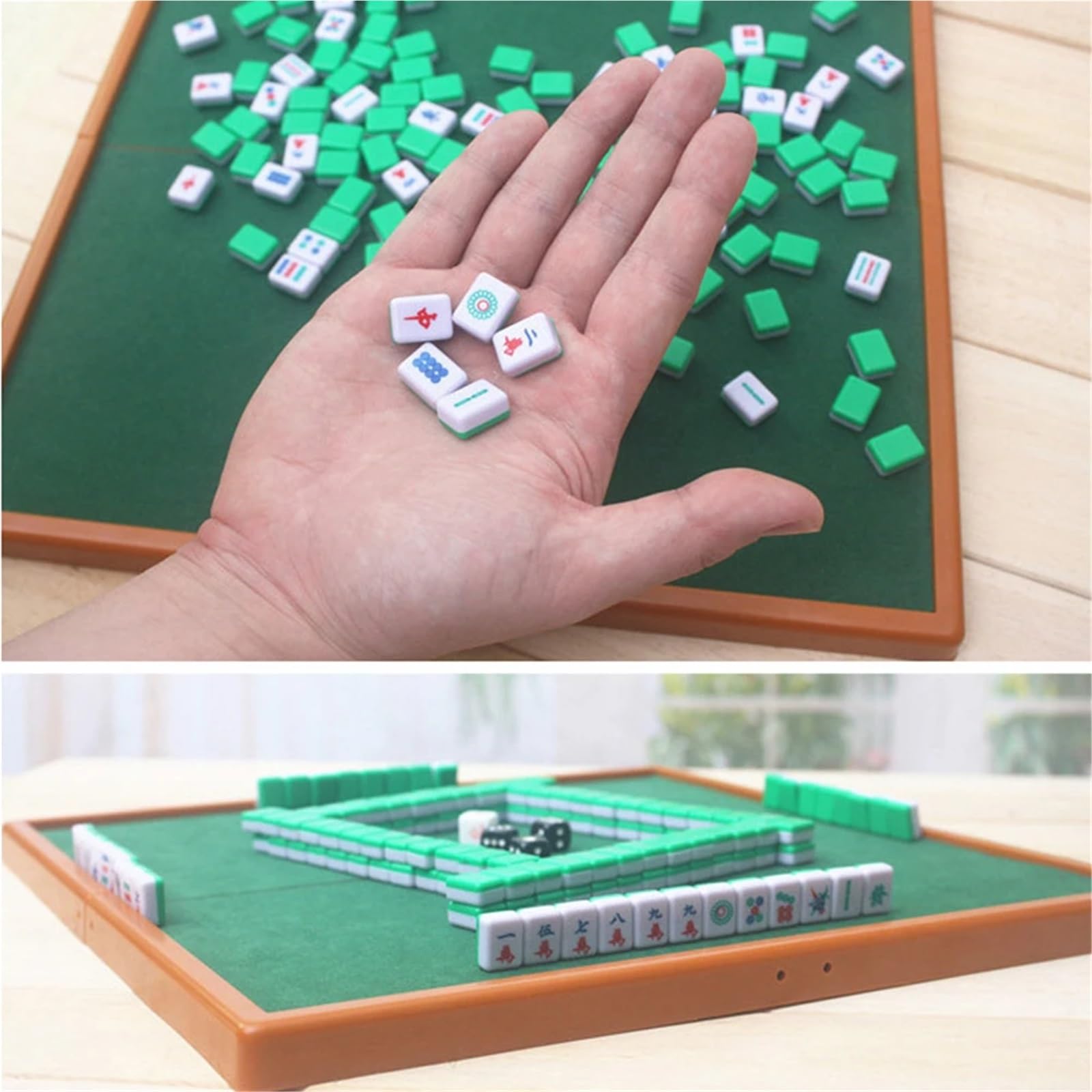 Tavolo da mahjong pieghevole Mini tavolo Mahjong pieghevole Set di gioco Mah Jong portatile for viaggi, tempo libero, intrattenimento al chiuso
