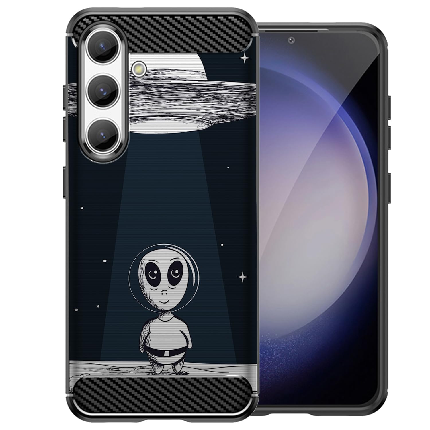 CasesOnDeck Black TPU Case Compatible with Samsung Galaxy S25 5G / S25 Case Slim Minimalistic Flexible Textured Cover -Alien