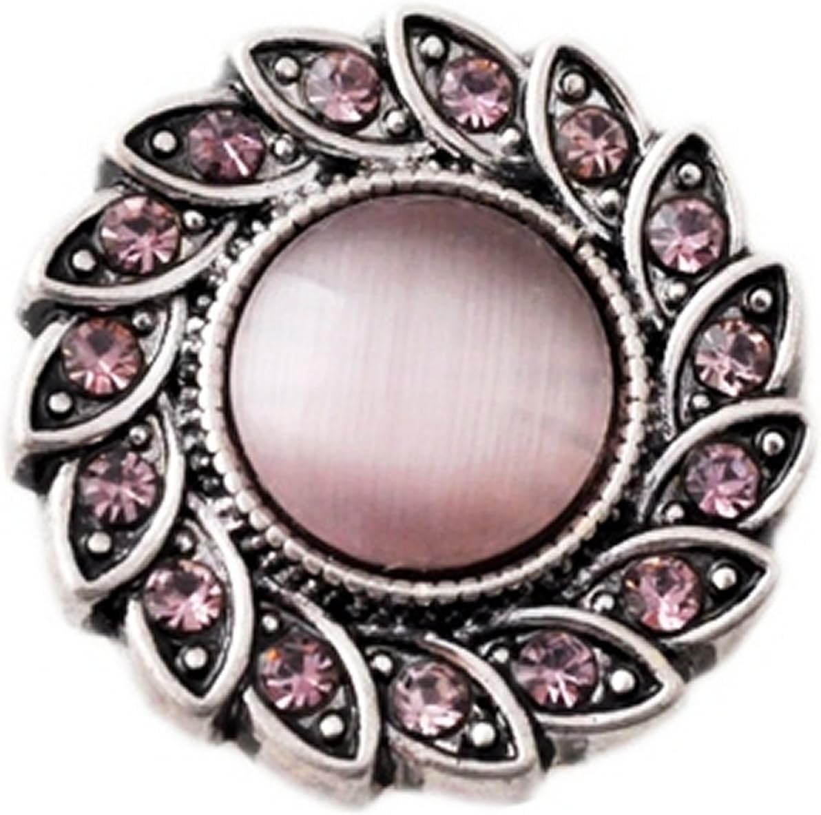 Leaf Pattern Pink Snap Charm GS951 (Standard 18mm Size)