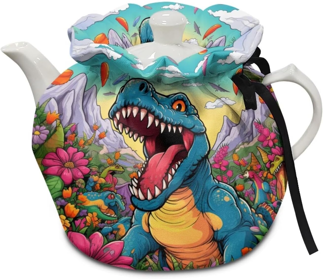 Cartoon Dinosaur Tea Cozy for Teapot Insulated Floral Tea Pot Warmer Home Decorative Accessories Coffee Pot Protector Cover for Gifts
