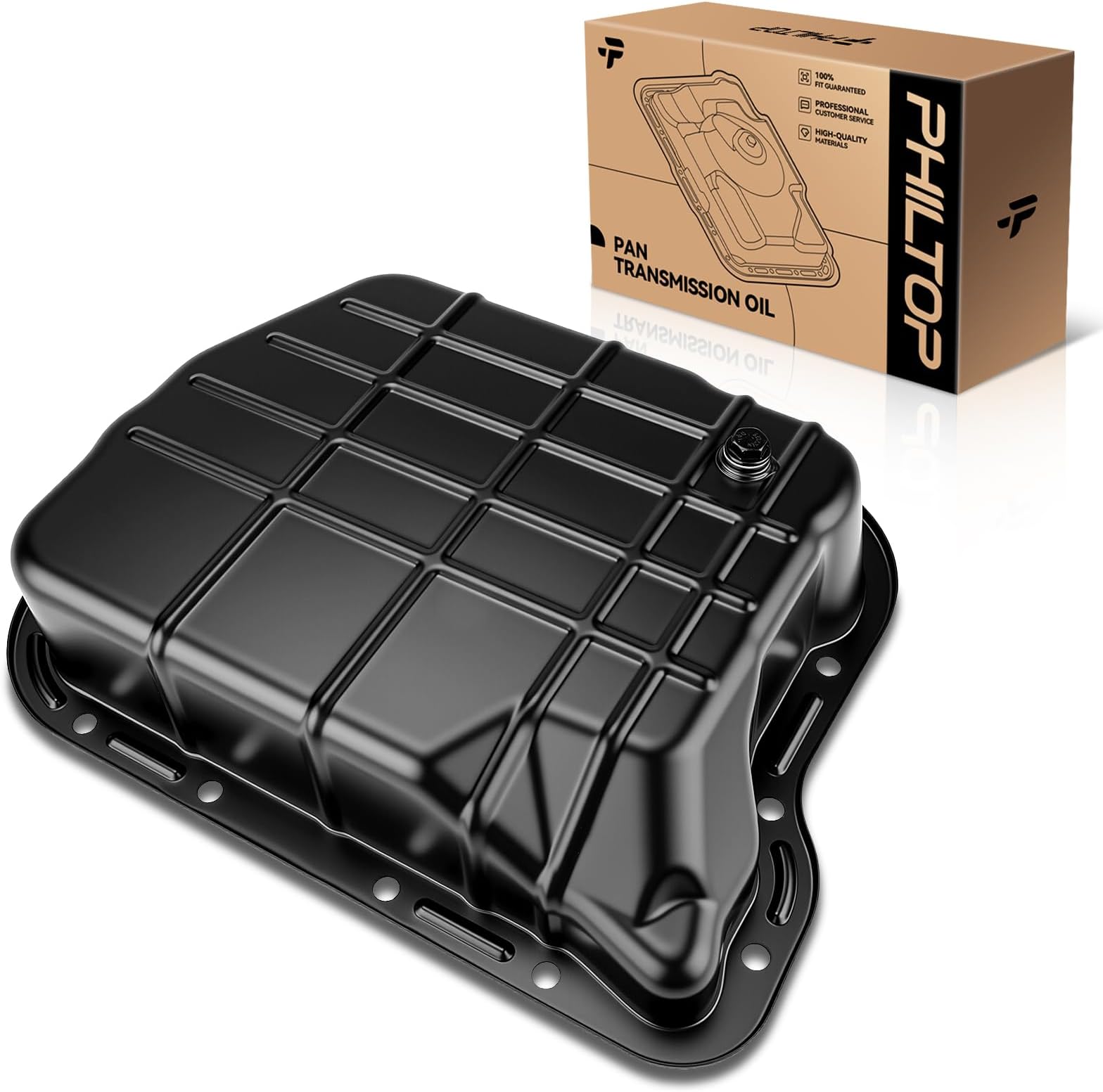 PHILTOP Transmission oil pan with Drain Plug Compatible with Ram 2500, Ram 1500, Ram 3500, Durango, Ram 3500 Van, Dakota, Ram 1500 Van, B3500, Ram 2500 Van, B1500, B2500#265-827