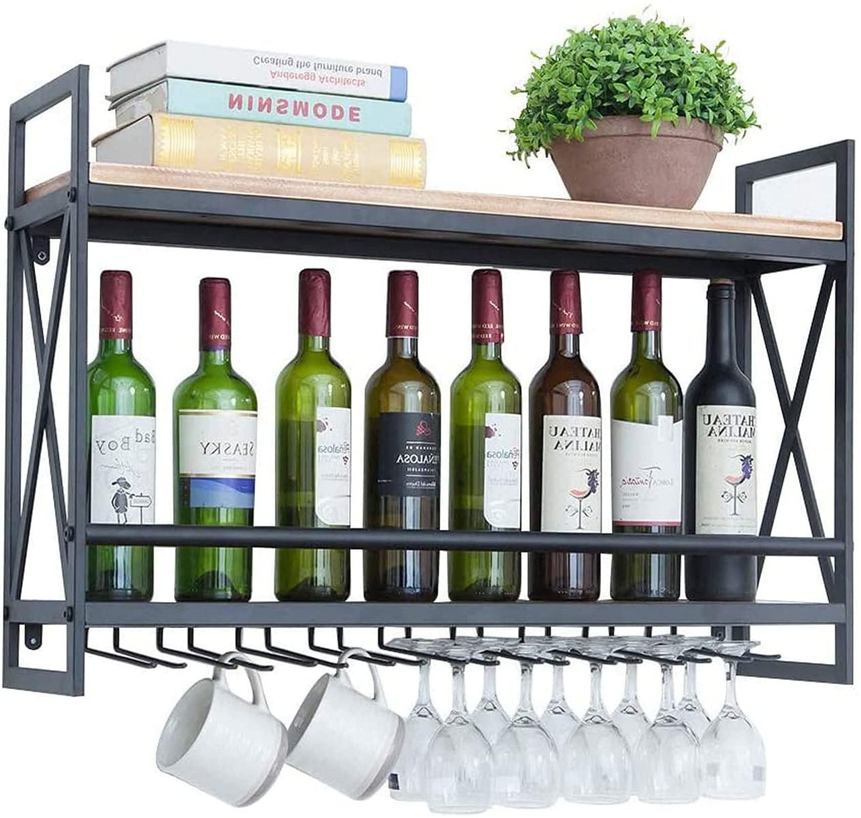 Casier à vin mural avec porte-verres pour libérer vos plans de travail