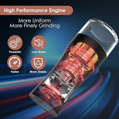 Miniatura 3 de Capacidad ultra grande de 47fl oz Juego de molinillo eléctrico de sal y pimienta molinillo de sal de cerámica recargable por USB de 1200 mAh