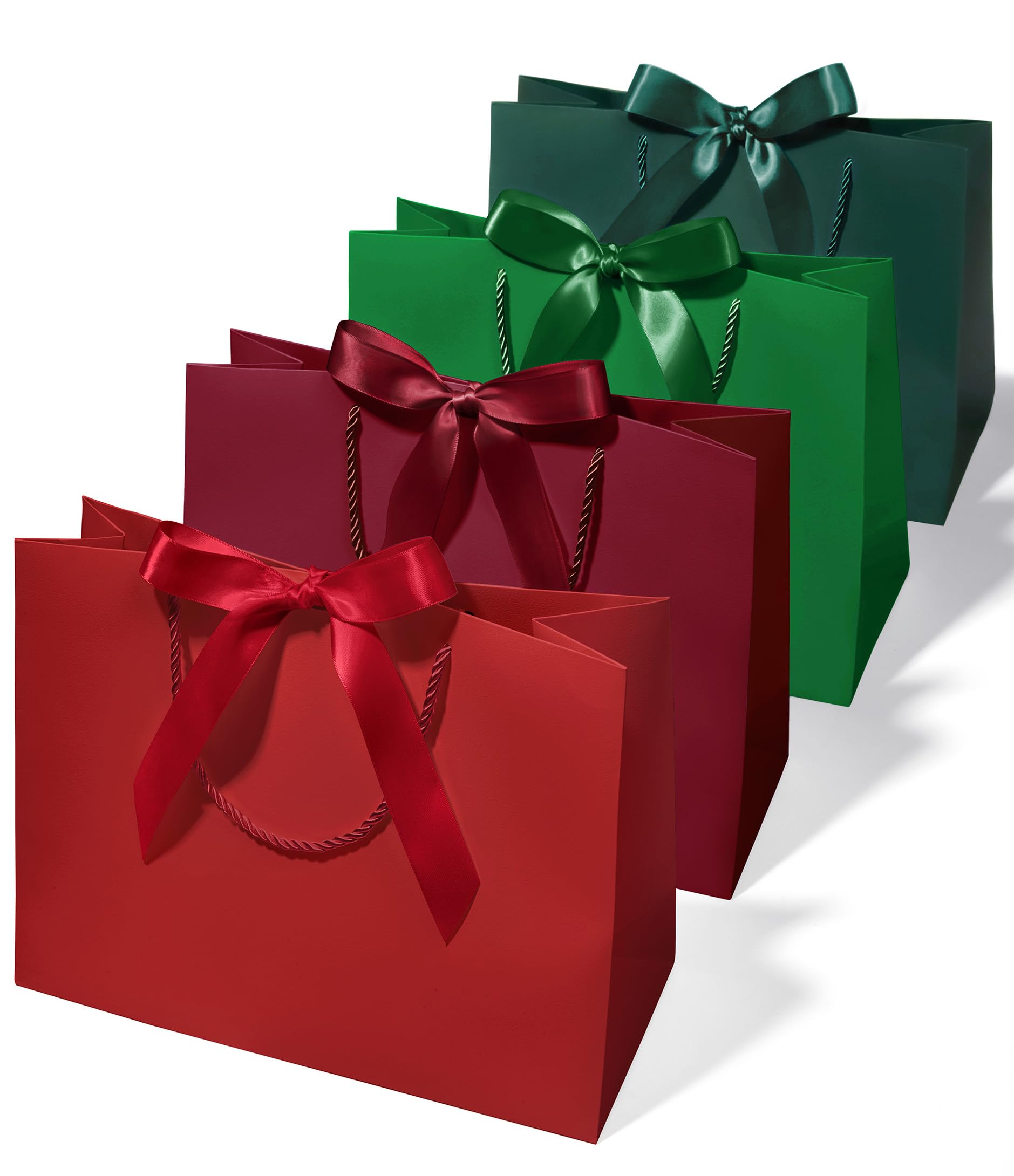 Vitalizart Large Gift Bags With Handles & Bows, Green & Red Series 4 Pcs